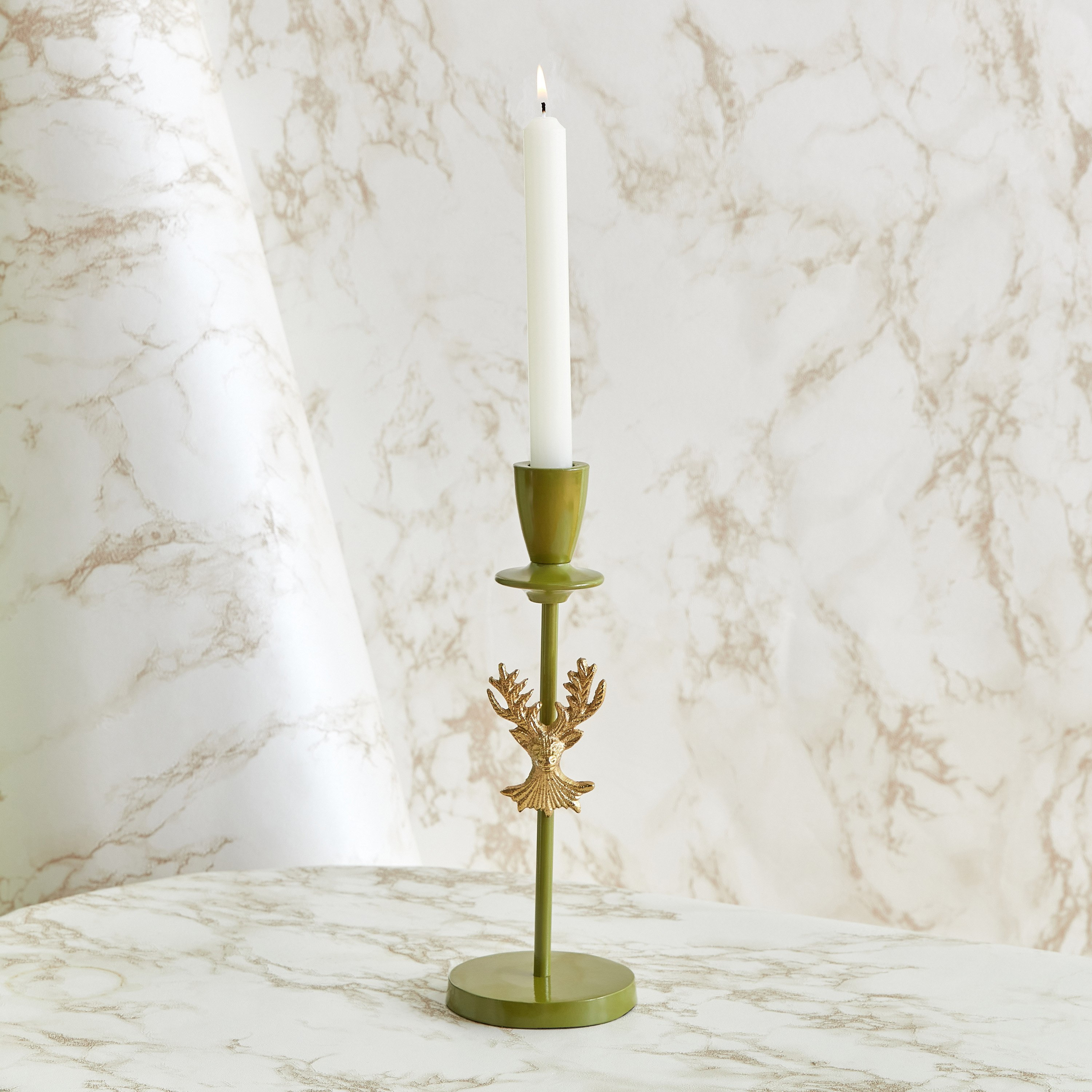 حامل شموع معدن برأس رنّة ألومنيوم من توفا - 9x9x25 سم-hbxlivingroom-decorandaccessories-candleholders-image-1
