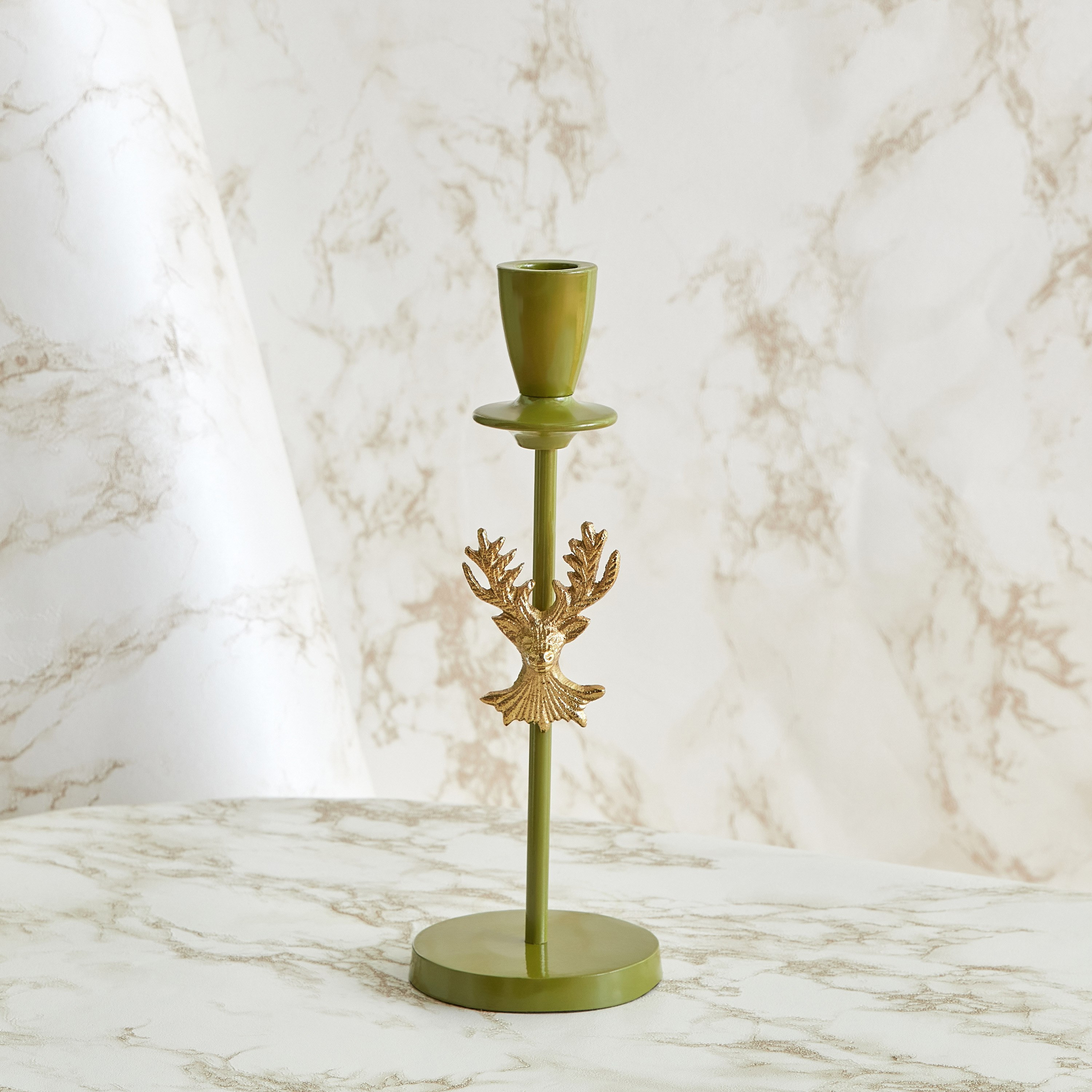 حامل شموع معدن برأس رنّة ألومنيوم من توفا - 9x9x25 سم-hbxlivingroom-decorandaccessories-candleholders-image-2