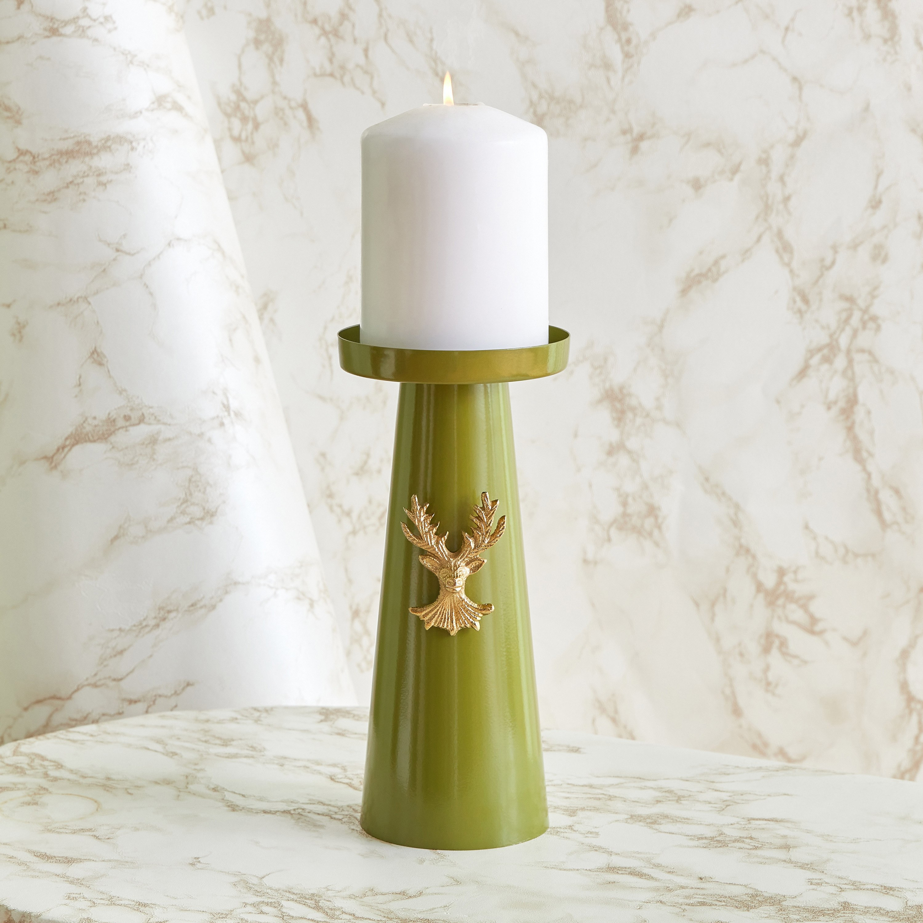 حامل شموع عمودية معدن برأس رنّة ألومنيوم من توفا - 12.5x12.5x27 سم-hbxlivingroom-decorandaccessories-candleholders-image-1