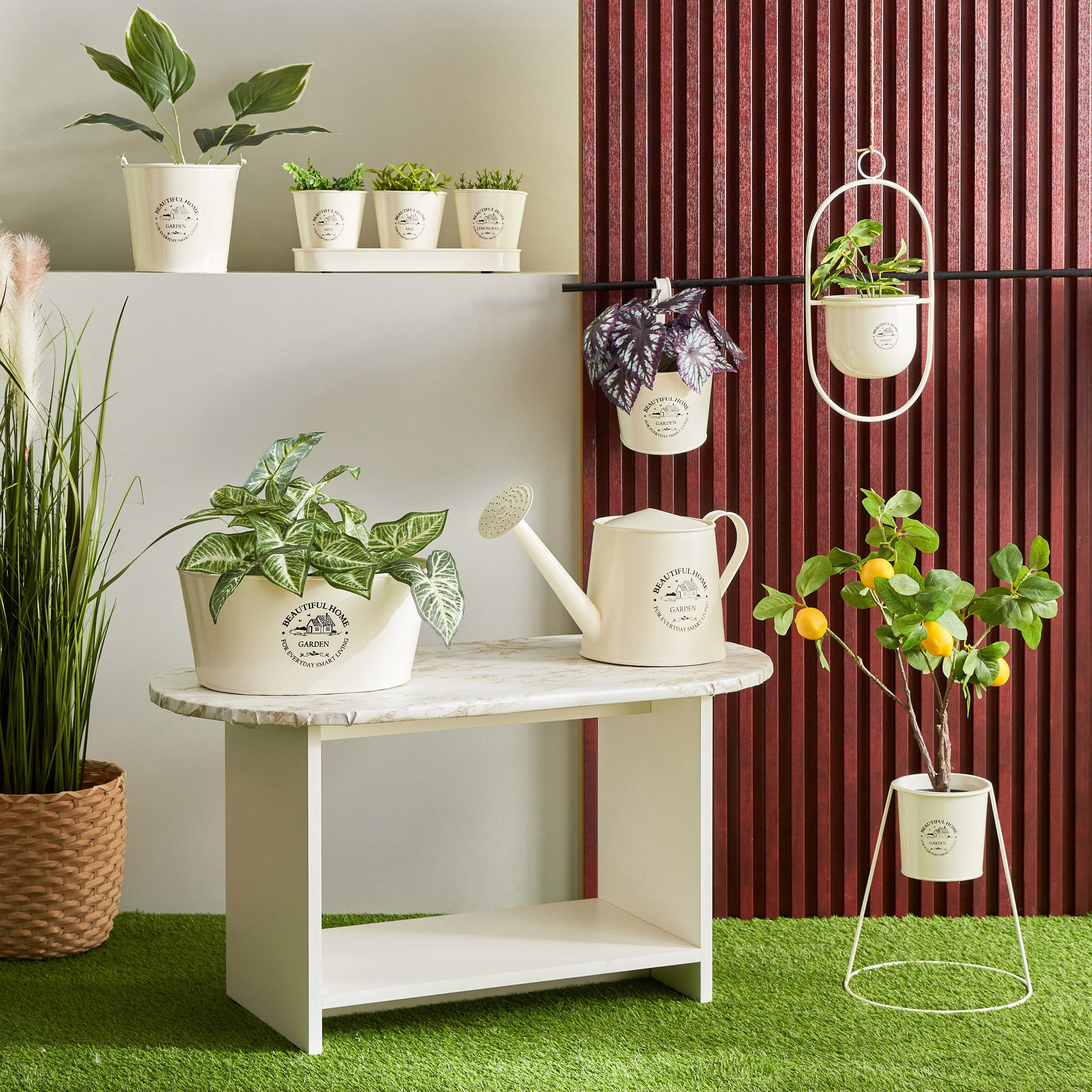 إناء زرع معدن معلق مستدير من توفا - 23.5x16.5x21.5 سم-hbxhomeware-hbxdecorandfurnishings-image-5