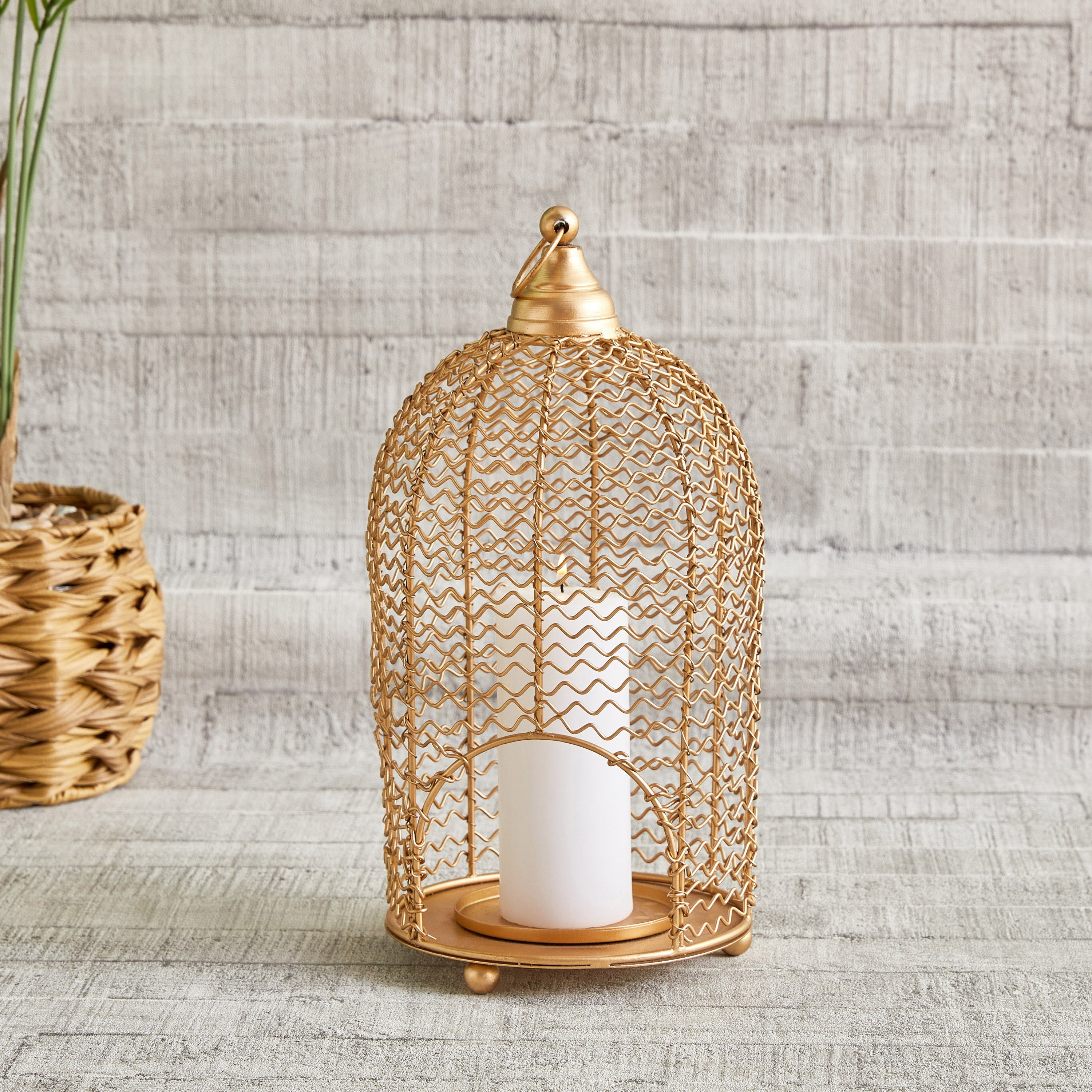 حامل شموع شبكي معدن للديكور من توفا - 16.5x16.5x34 سم-hbxdecorandfurnishings-homeaccessories-lanterns-image-1
