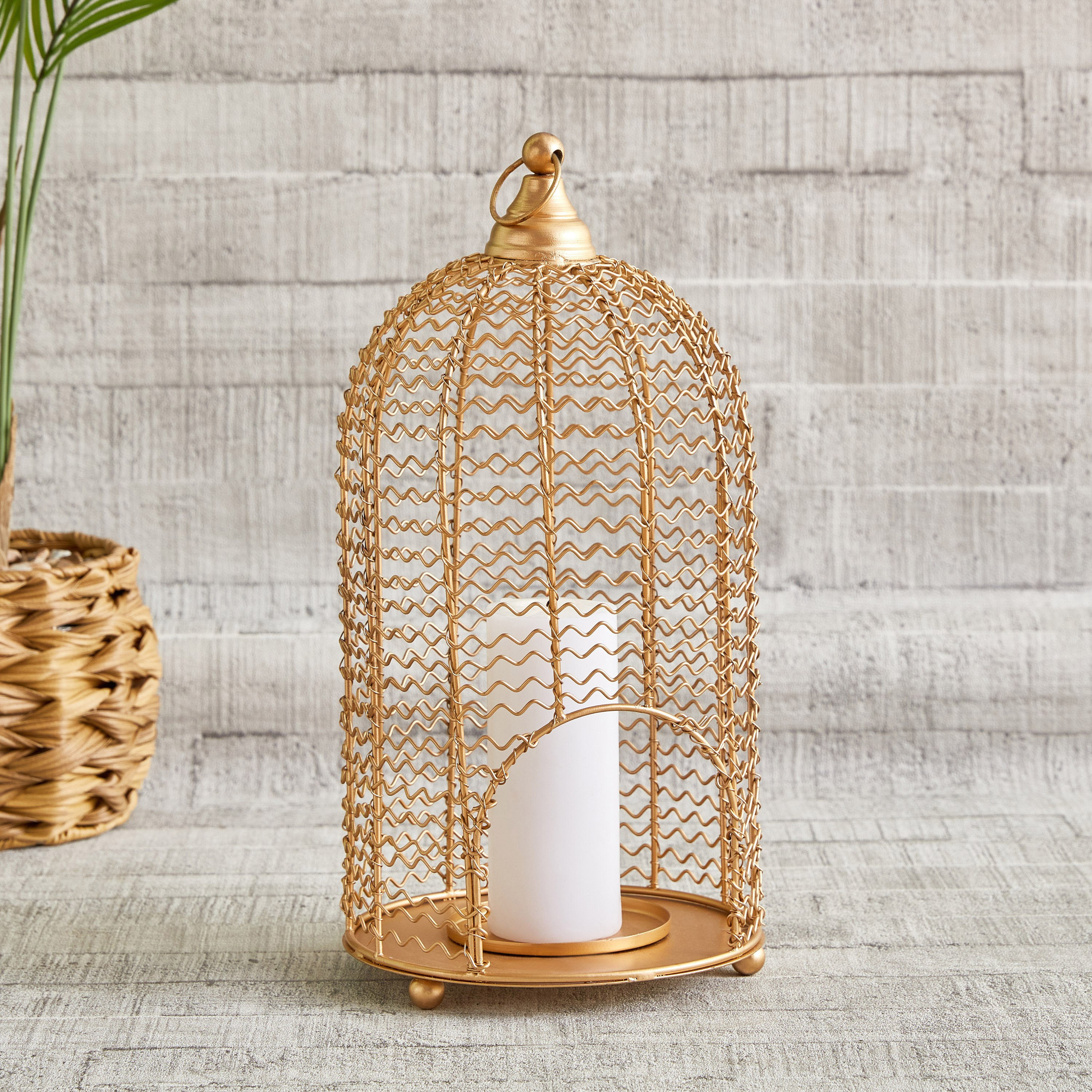 حامل شموع شبكي معدن للديكور من توفا - 19x19x38 سم-hbxdecorandfurnishings-homeaccessories-lanterns-image-1