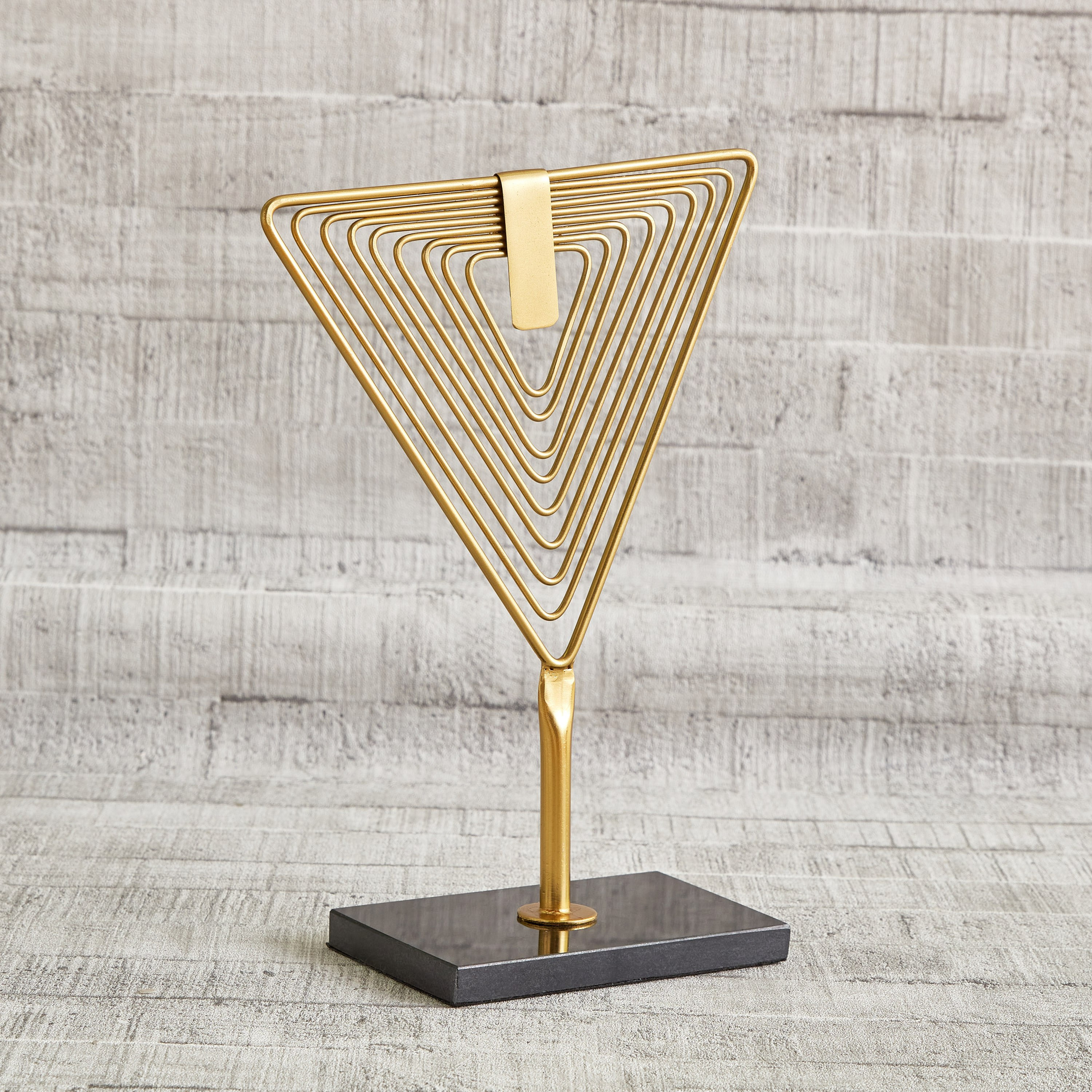 Tova Metal Triangle Accent Decor with Marble Base - 23.5x10.5x31.5 cm-hbxhomeware-homedecor-figurinesandornaments-image-1