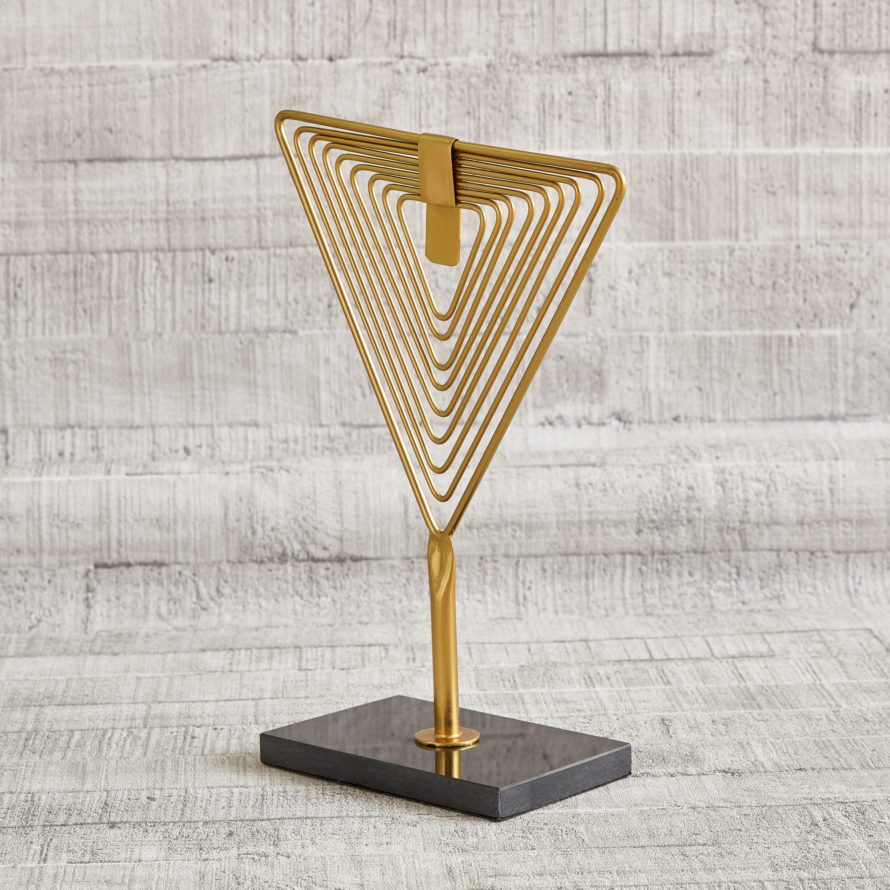Tova Metal Triangle Accent Decor with Marble Base - 23.5x10.5x31.5 cm-hbxhomeware-homedecor-figurinesandornaments-image-2