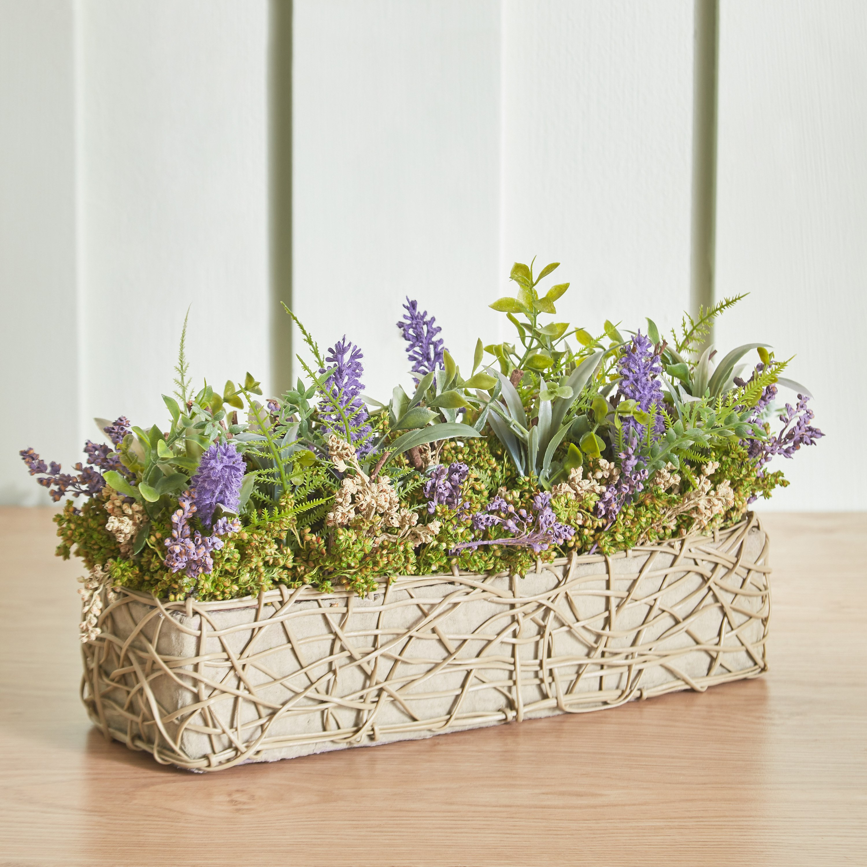 Fiona Lavender Floral Arrangement with Woven Basket - 33x16x16 cm-hbxdecorandfurnishings-homeaccessories-artificialflowersandplants-image-1