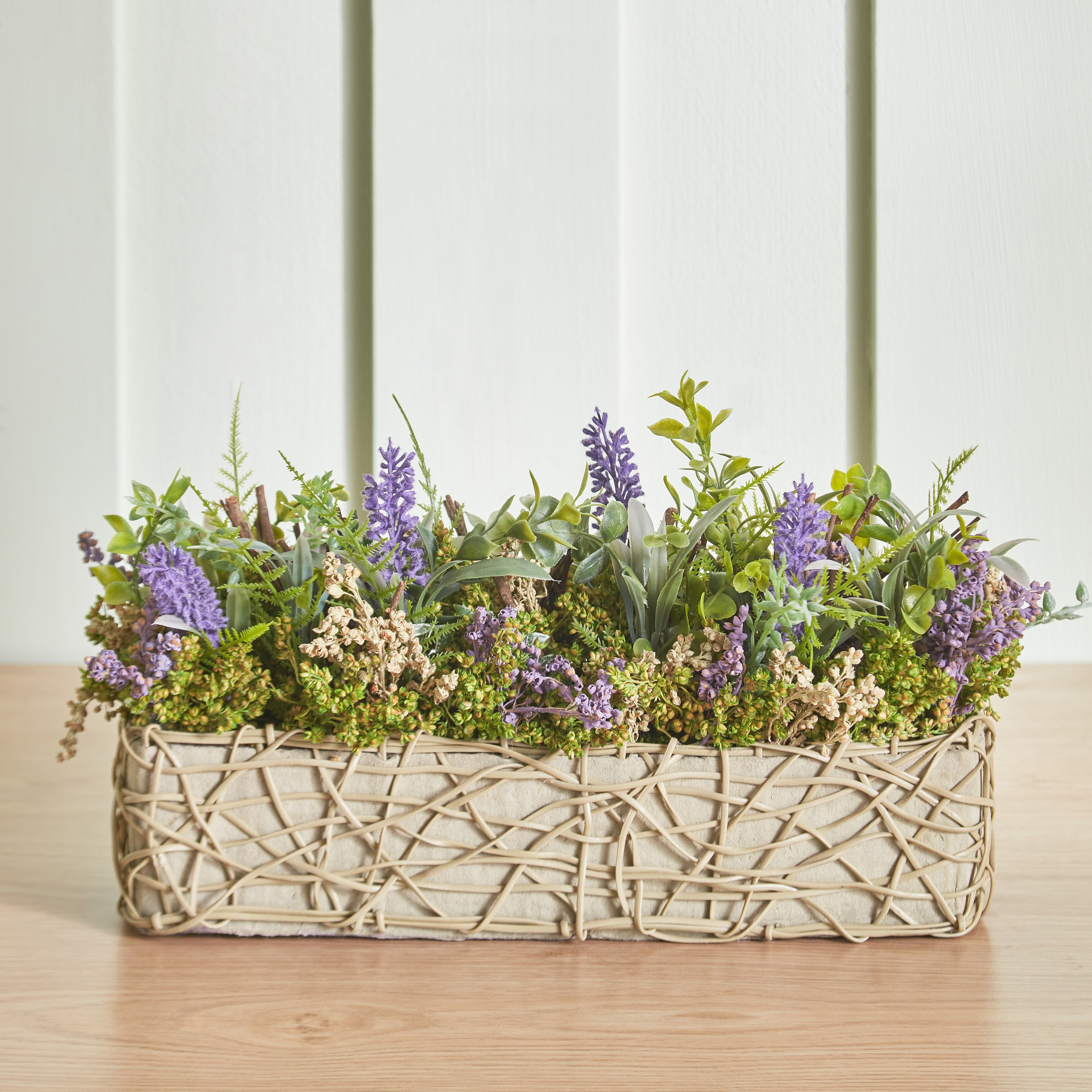 Fiona Lavender Floral Arrangement with Woven Basket - 33x16x16 cm-hbxdecorandfurnishings-homeaccessories-artificialflowersandplants-image-2
