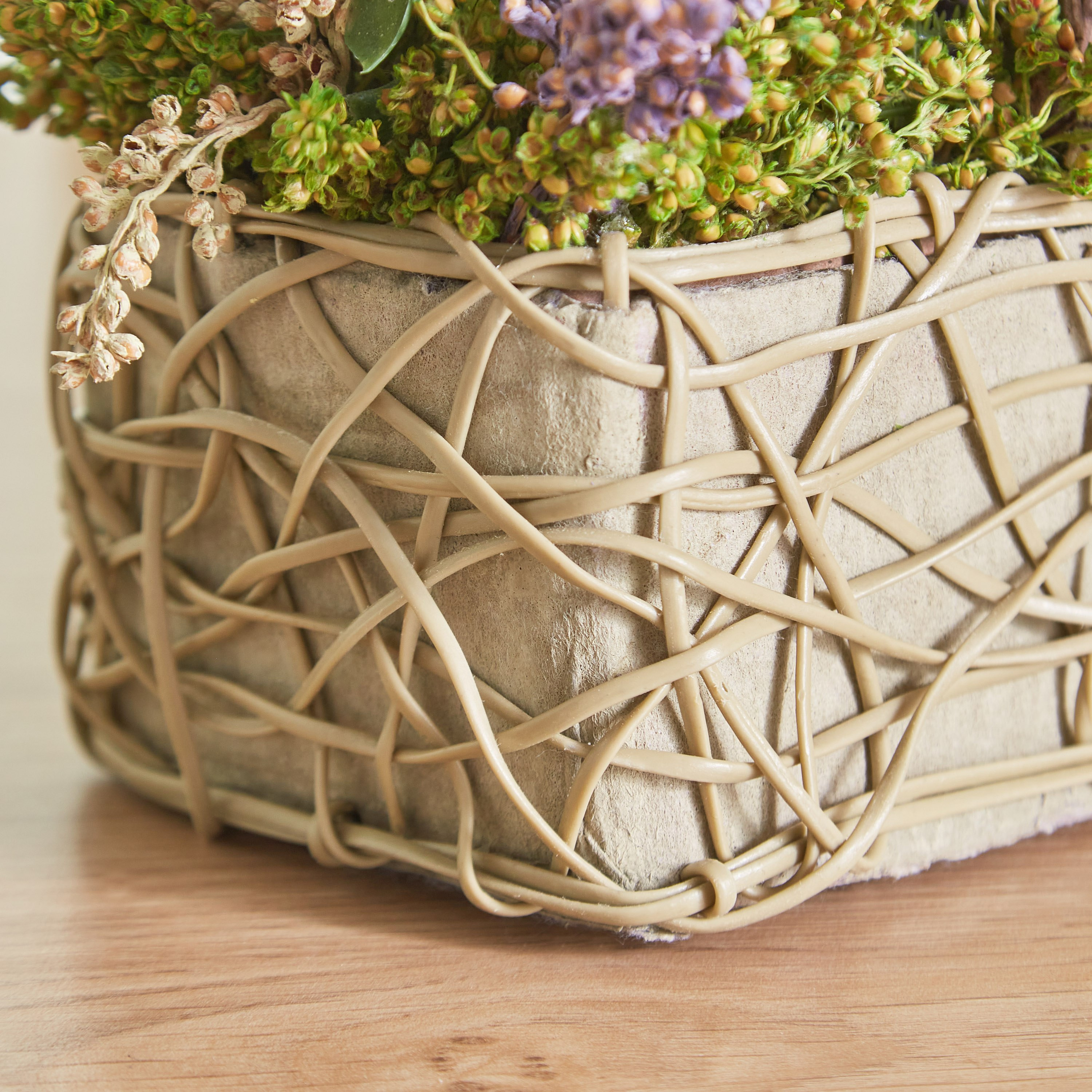 Fiona Lavender Floral Arrangement with Woven Basket - 33x16x16 cm-hbxdecorandfurnishings-homeaccessories-artificialflowersandplants-image-4