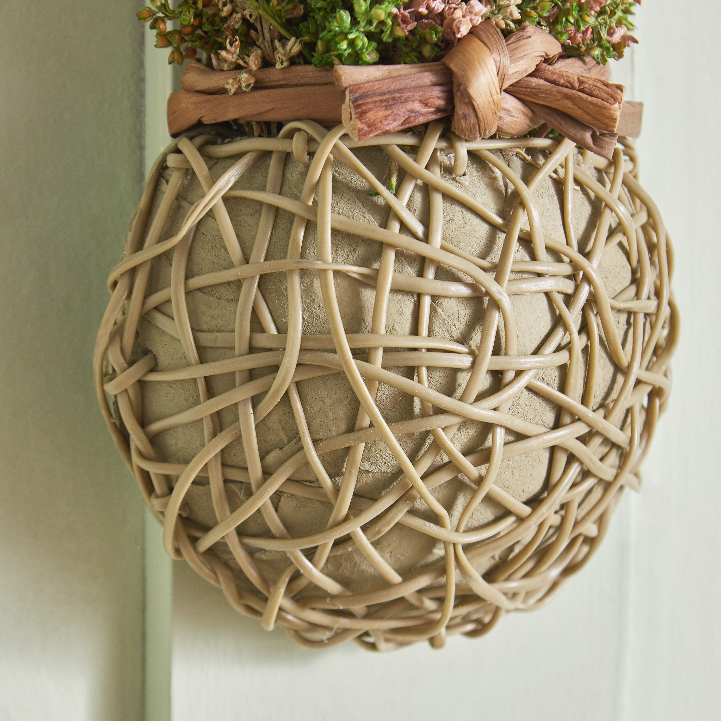 Fiona Blossom Half Round Hanging Plant with Woven Base - 16x12x30 cm-hbxdecorandfurnishings-homeaccessories-artificialflowersandplants-image-3