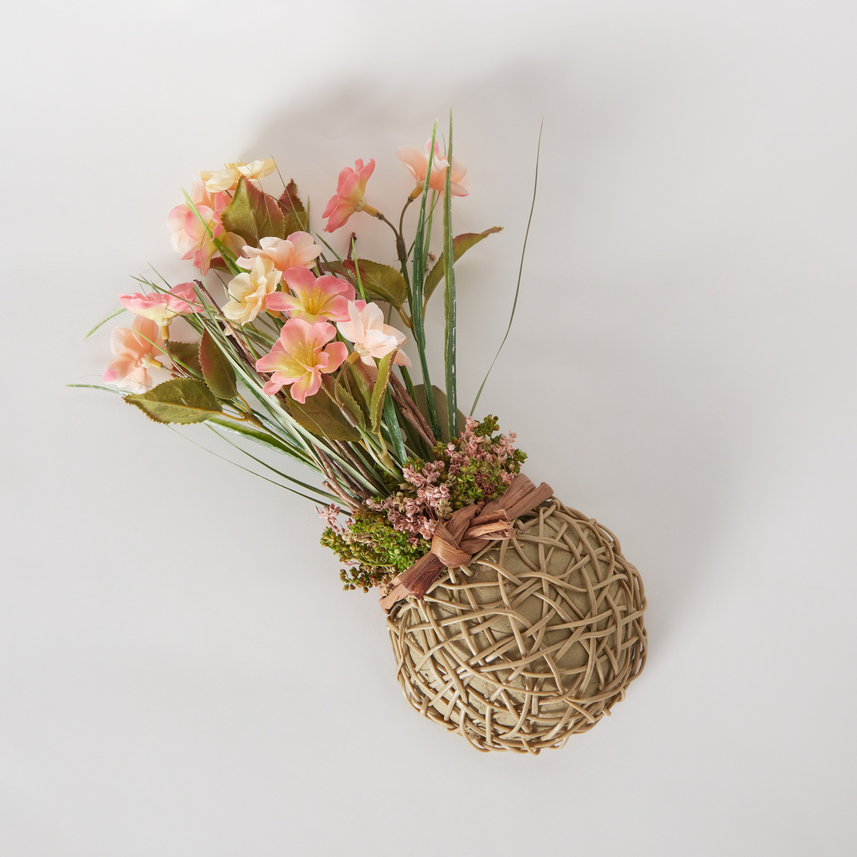 Fiona Blossom Half Round Hanging Plant with Woven Base - 16x12x30 cm-hbxdecorandfurnishings-homeaccessories-artificialflowersandplants-image-6