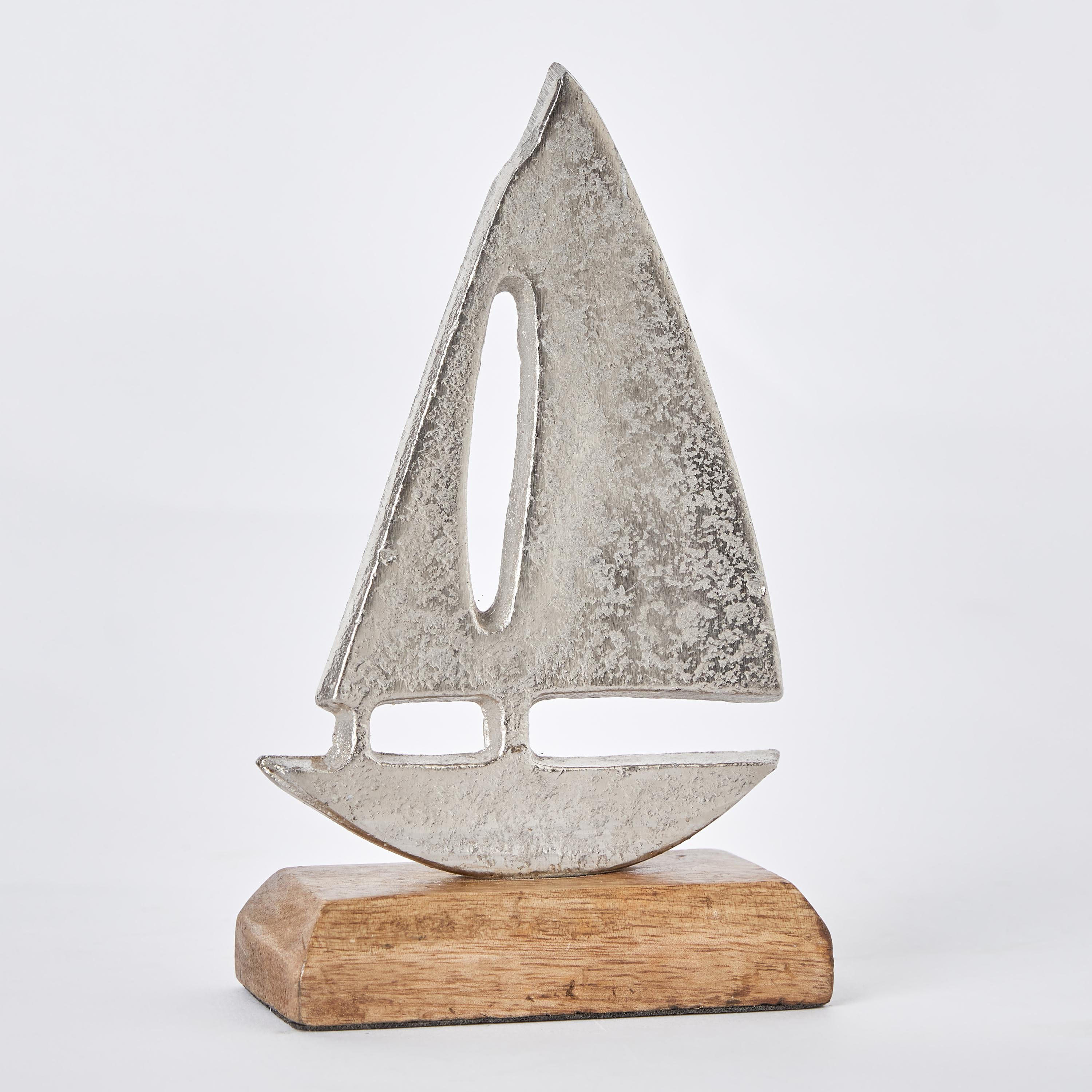 قارب ديكور معدن بقاعدة خشبية من سبلينديد - 10x5x15 سم-hbxhomeware-homedecor-figurinesandornaments-image-5