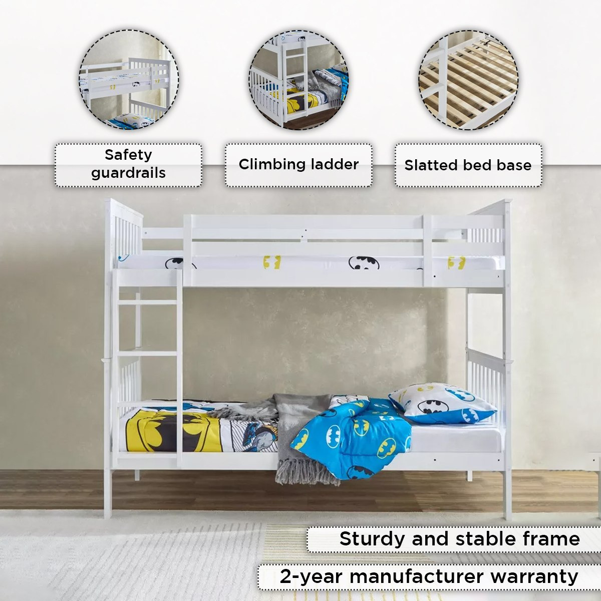 Hampton Single Bunk Bed - 90x200 cm-hbxkidsandyouth-bedsandbedsets-bunkbeds-single-image-4