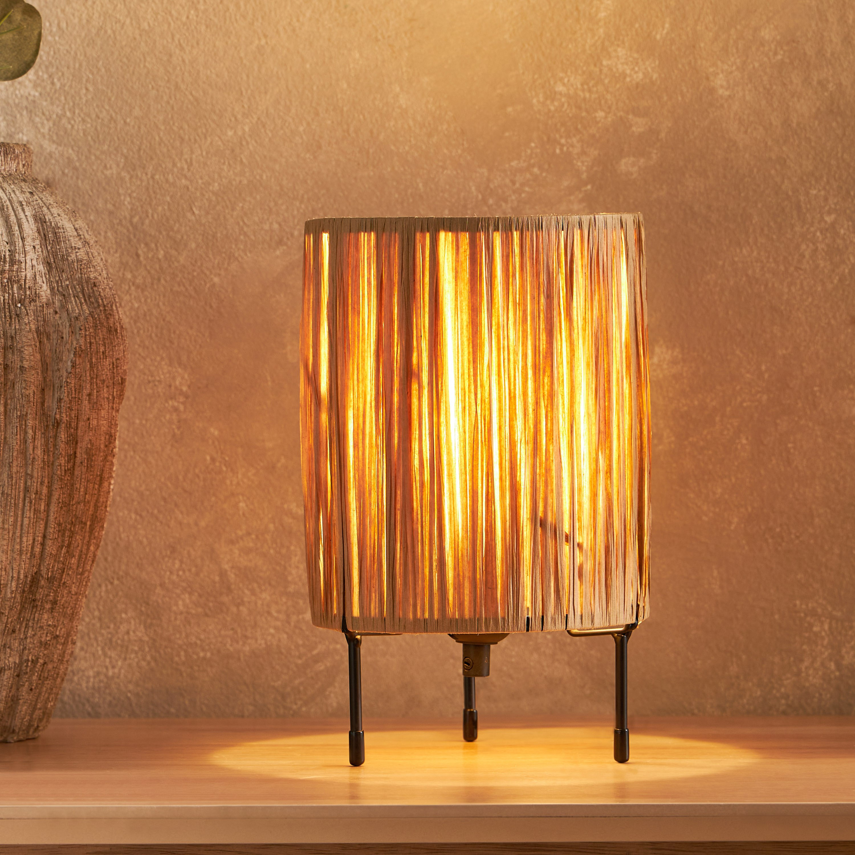 مصباح طاولة معدن مع غطاء حبل ورقي من إلبي - 16x16x26 سم-hbxlivingroom-lighting-tablelamps-image-2