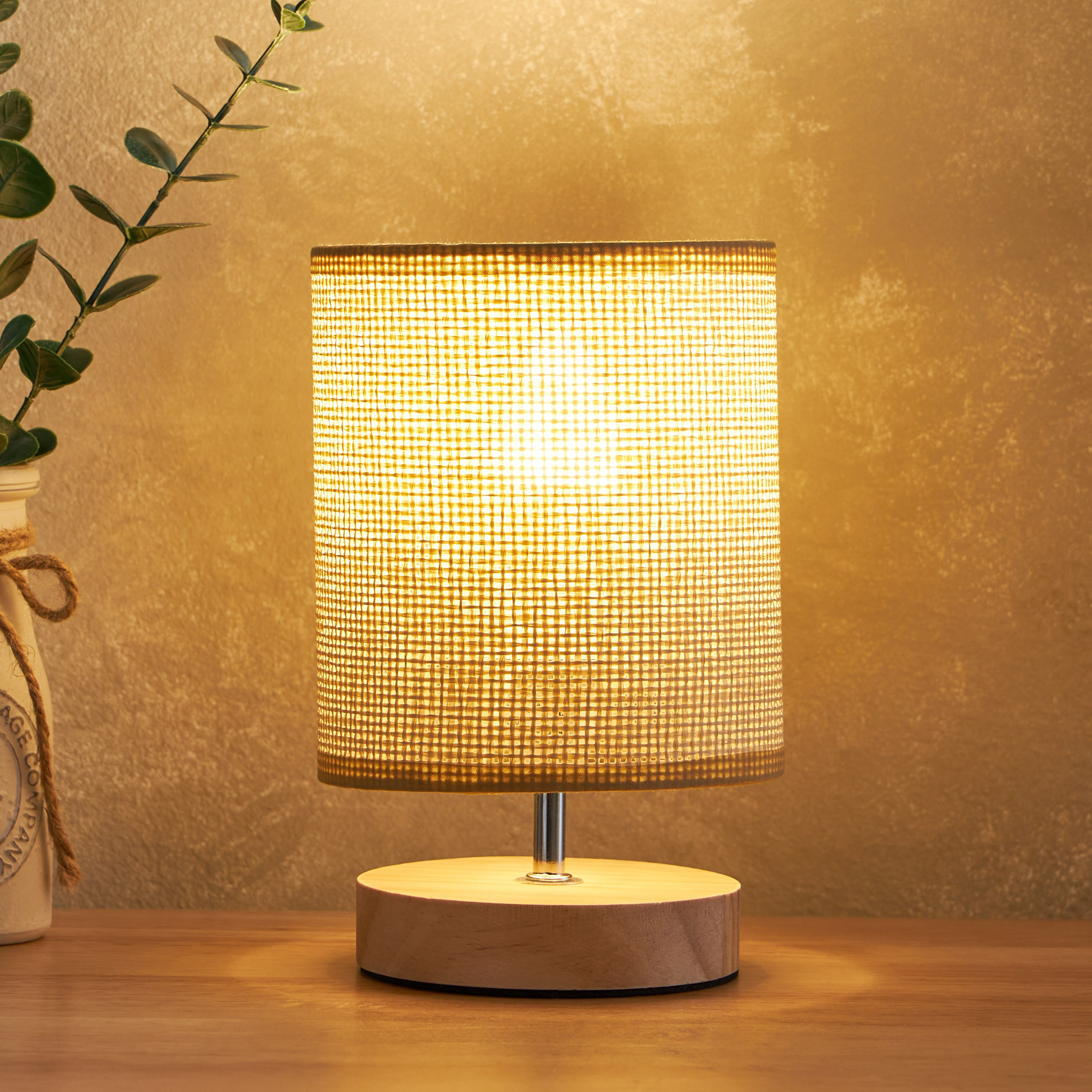 Elbe Wooden Table Lamp with Paper Rope Lampshade - 13x13x21 cm-hbxlivingroom-lighting-tablelamps-image-2