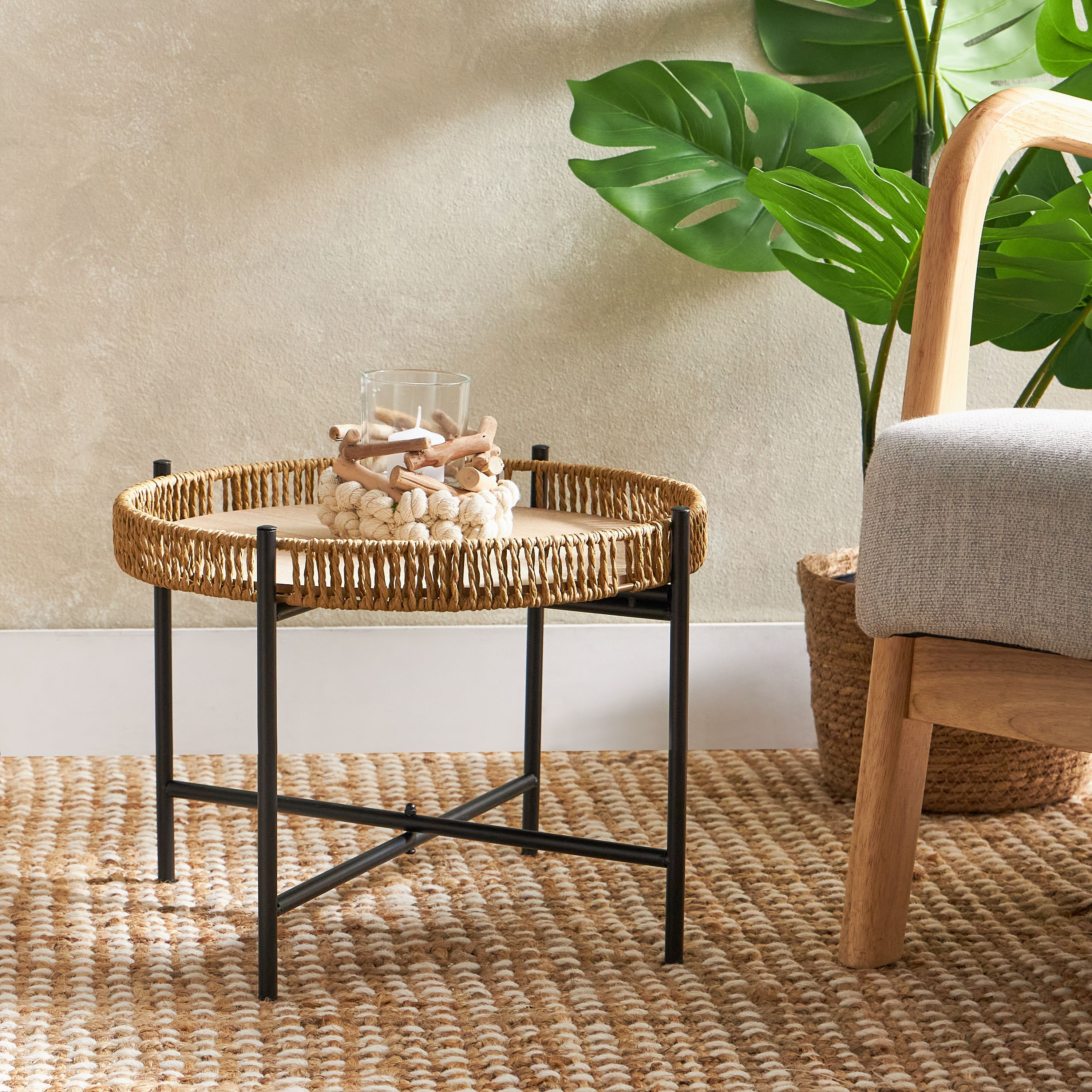 طاولة زينة مع حامل معدن من إلبي - 42x42x30 سم-hbxfurniture-livingroom-endtables-image-1