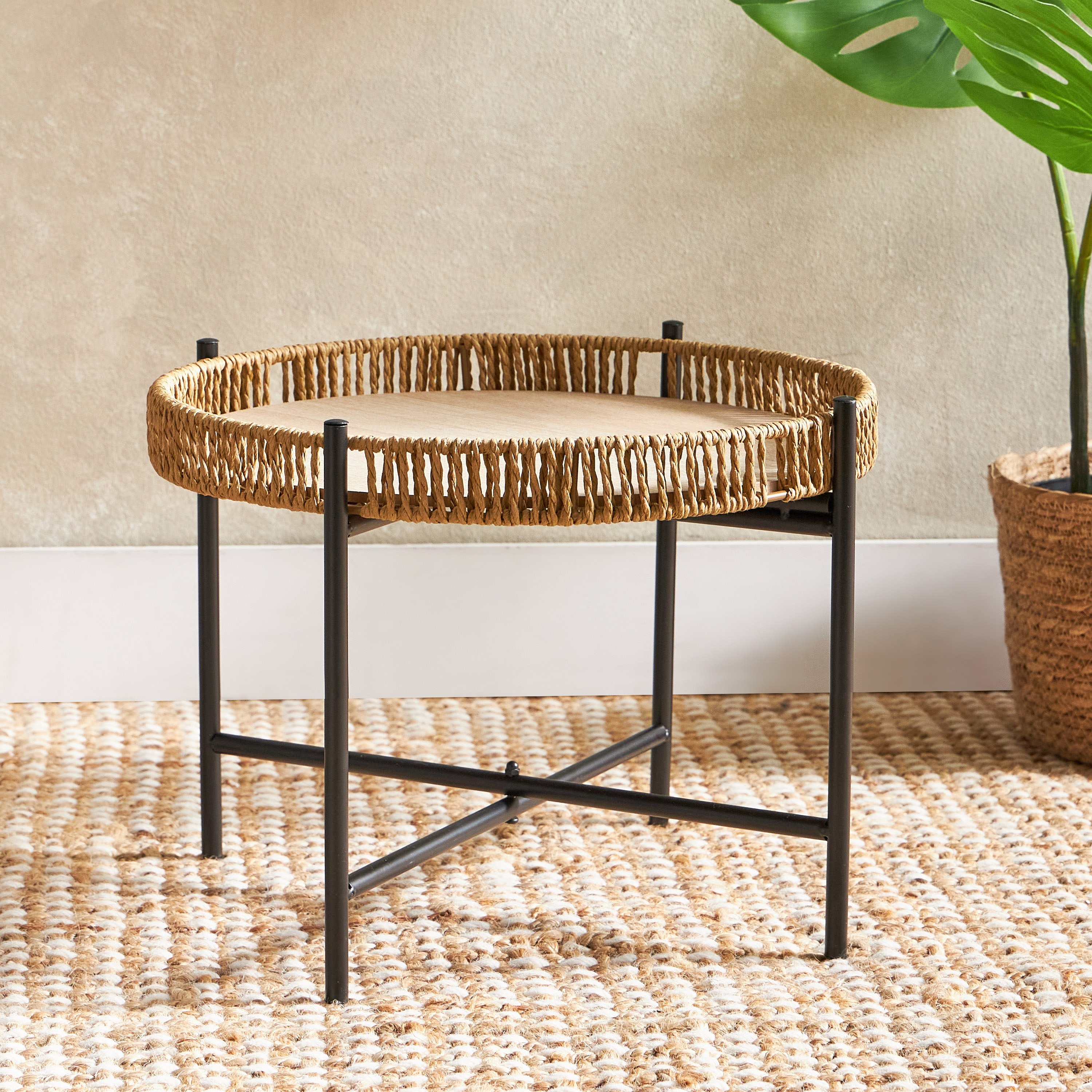 طاولة زينة مع حامل معدن من إلبي - 42x42x30 سم-hbxfurniture-livingroom-endtables-image-2