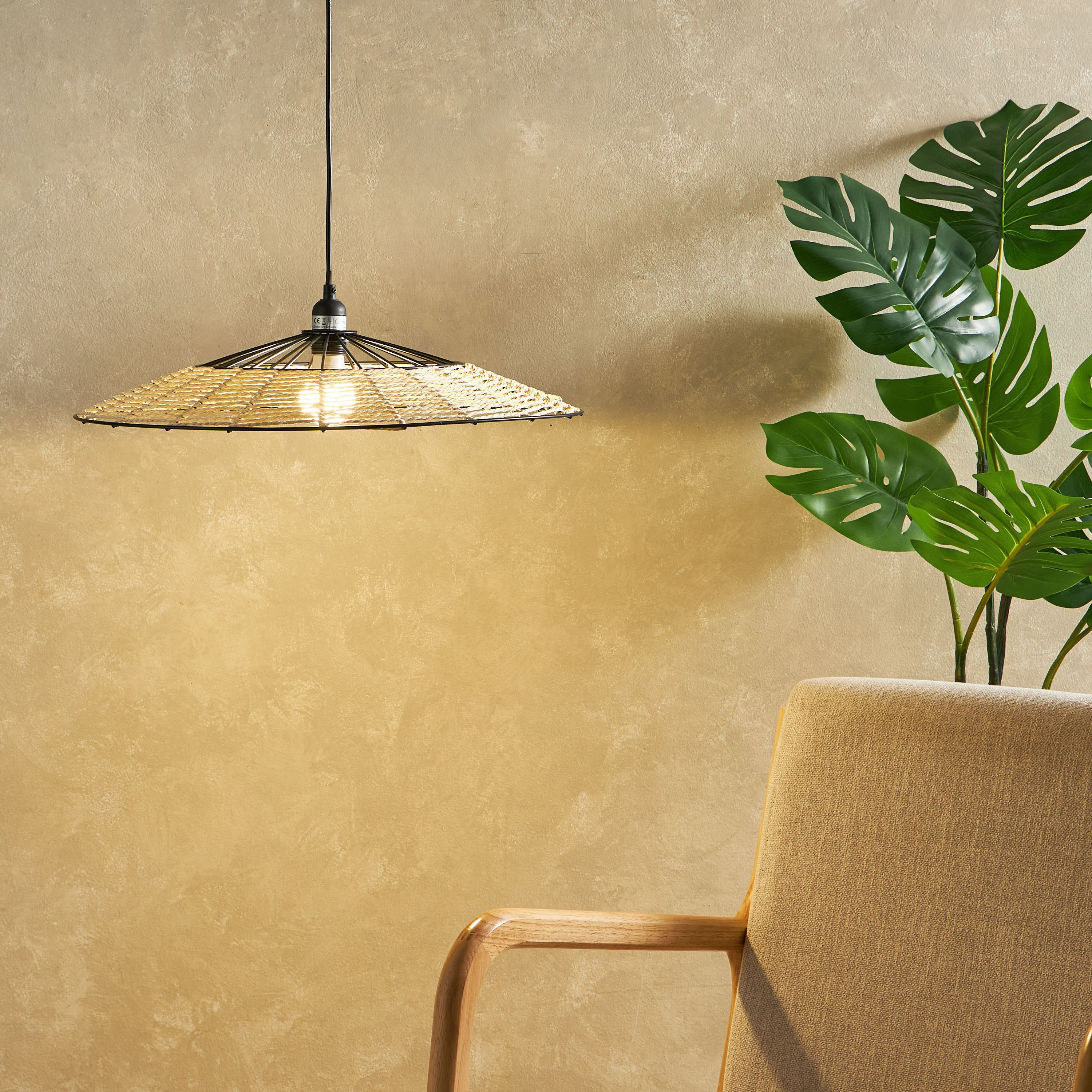 مصباح معلق مع غطاء حبل ورقي إي27 من إلبي - 55.5x56x15 سم-hbxhomeware-hbxdecorandfurnishings-image-2