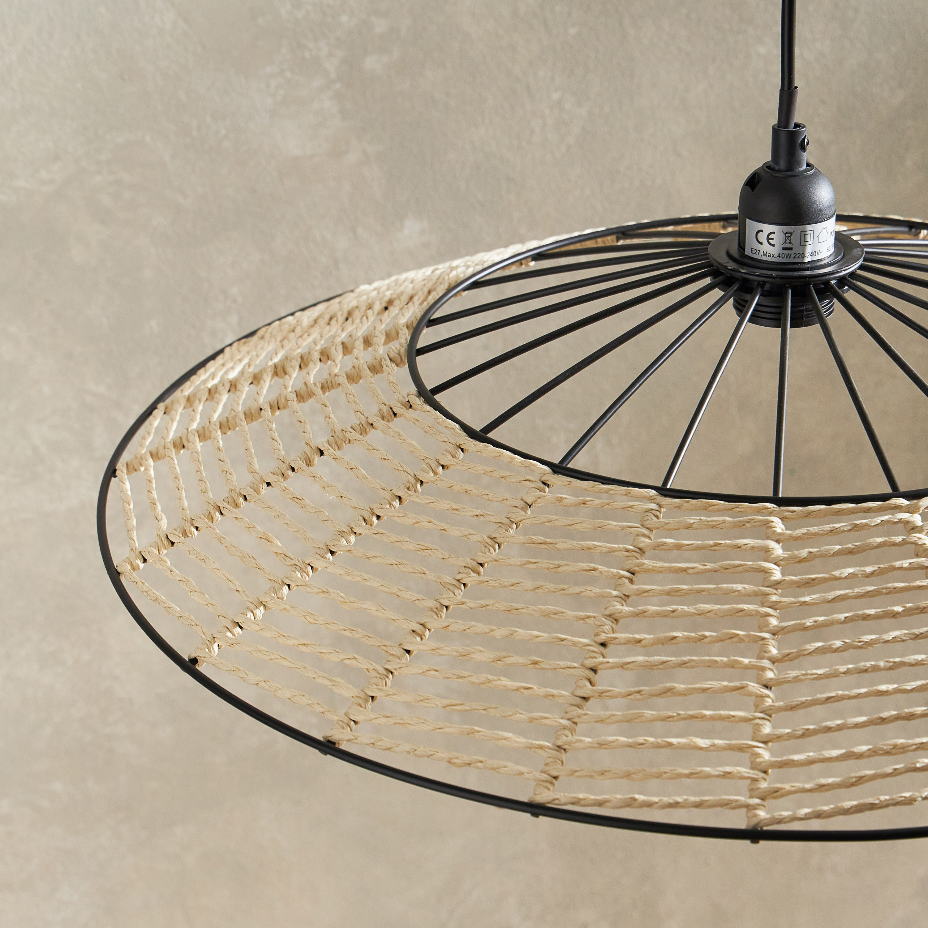 مصباح معلق مع غطاء حبل ورقي إي27 من إلبي - 55.5x56x15 سم-hbxhomeware-hbxdecorandfurnishings-image-4