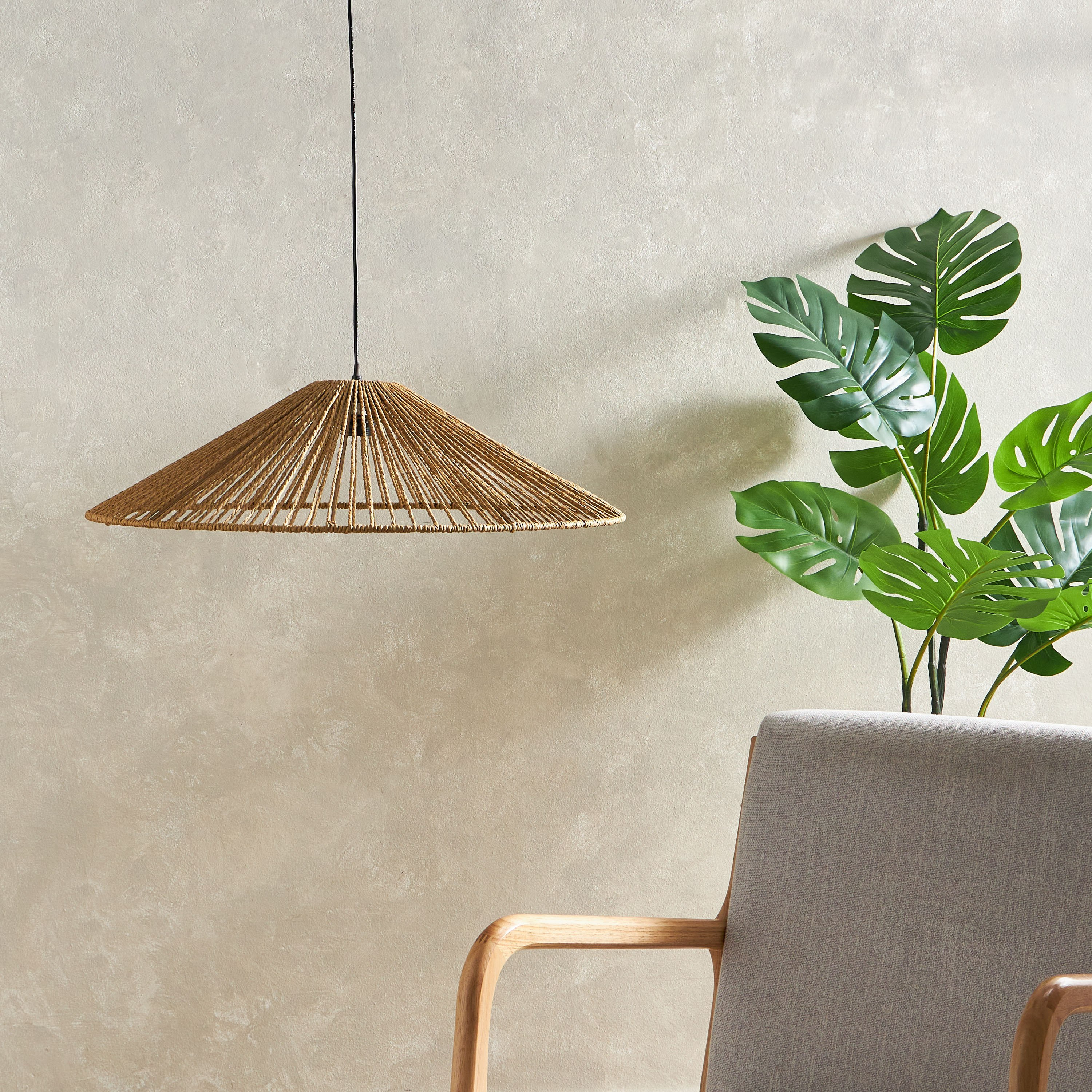 مصباح معلق إي27 مع غطاء حبل ورقي من إلبي  - 66x66x16 سم-hbxhomeware-hbxdecorandfurnishings-image-1