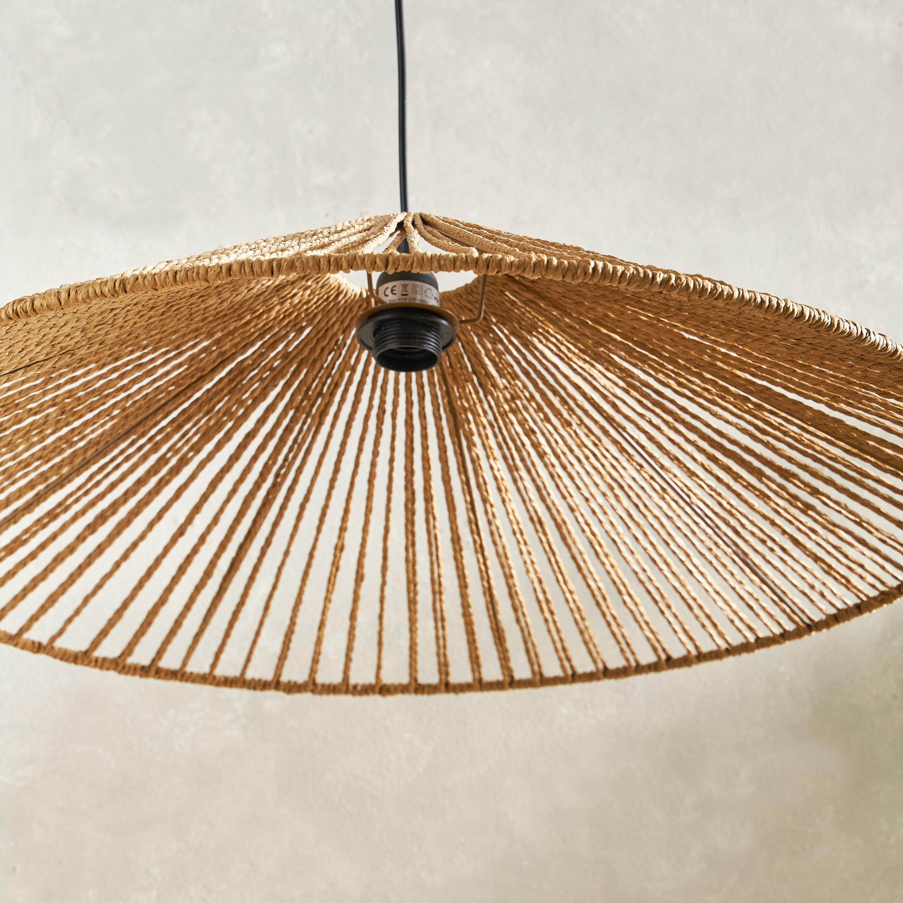 مصباح معلق إي27 مع غطاء حبل ورقي من إلبي  - 66x66x16 سم-hbxhomeware-hbxdecorandfurnishings-image-3