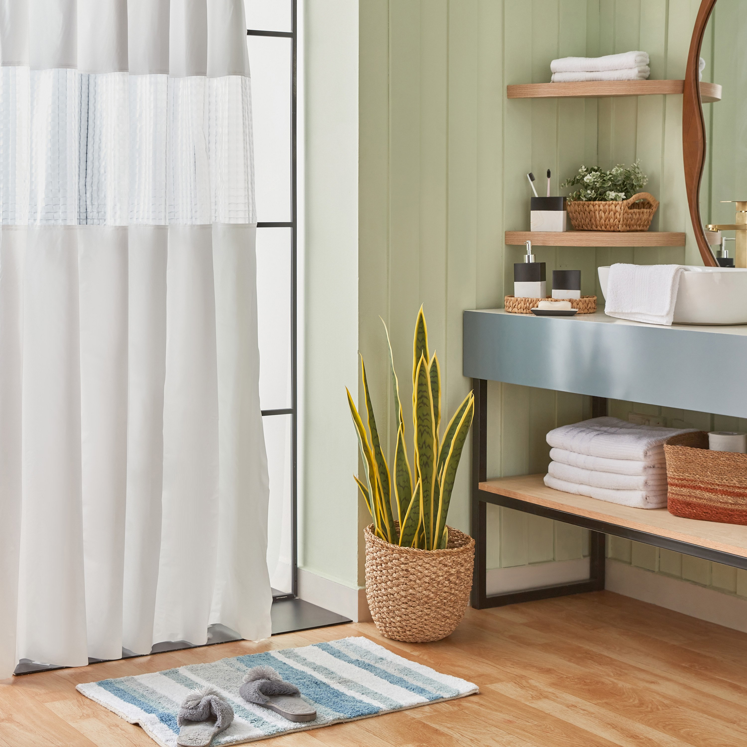 ستارة استحمام ثلاثية الأبعاد مع 12 خطاف C من فييستا - 180x200 سم-hbxhomeware-hbxbathroom-image-4