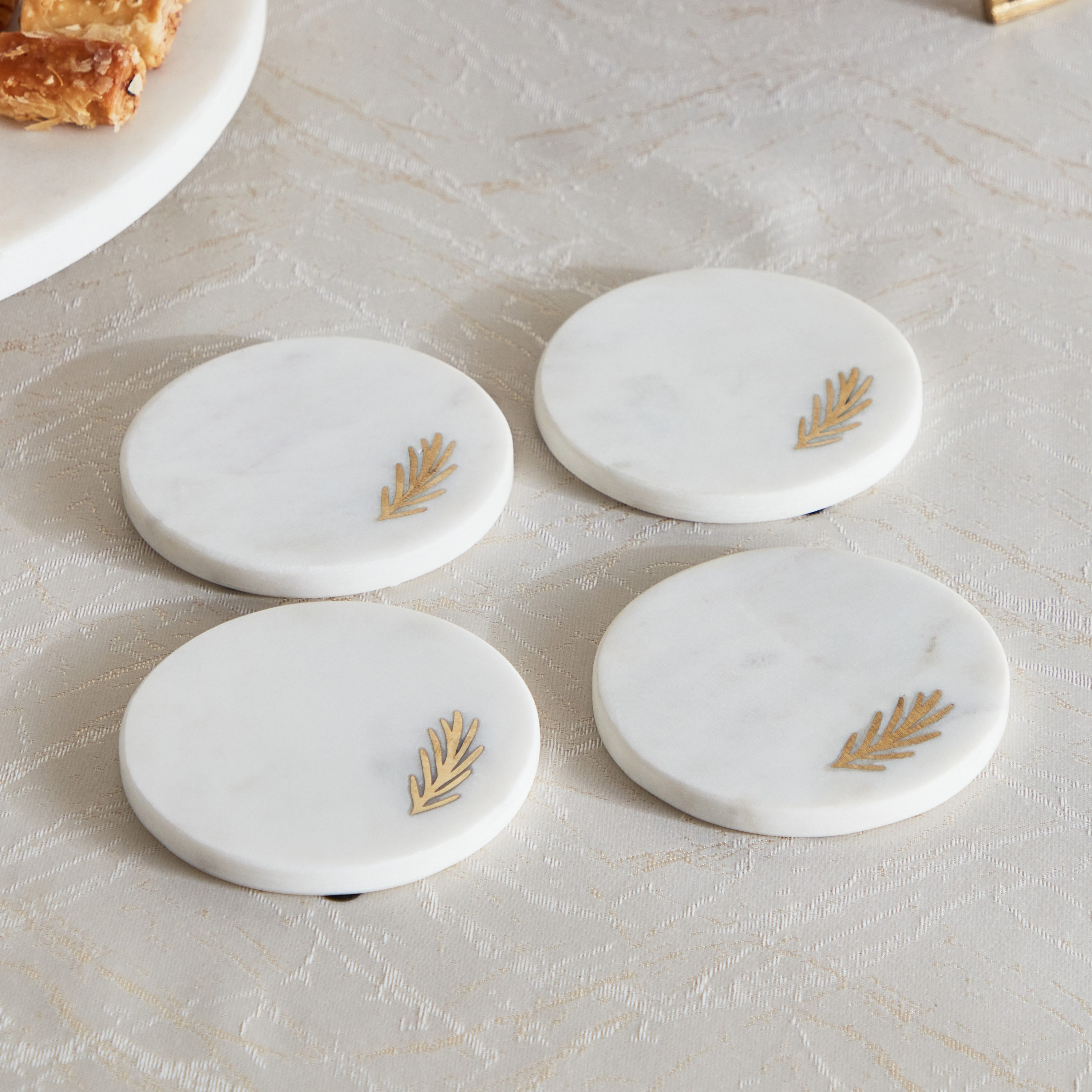 Bianca 4-Piece Marble Coaster Set - 10 cm-hbxdecorandfurnishings-tabletop-serveware-image-2