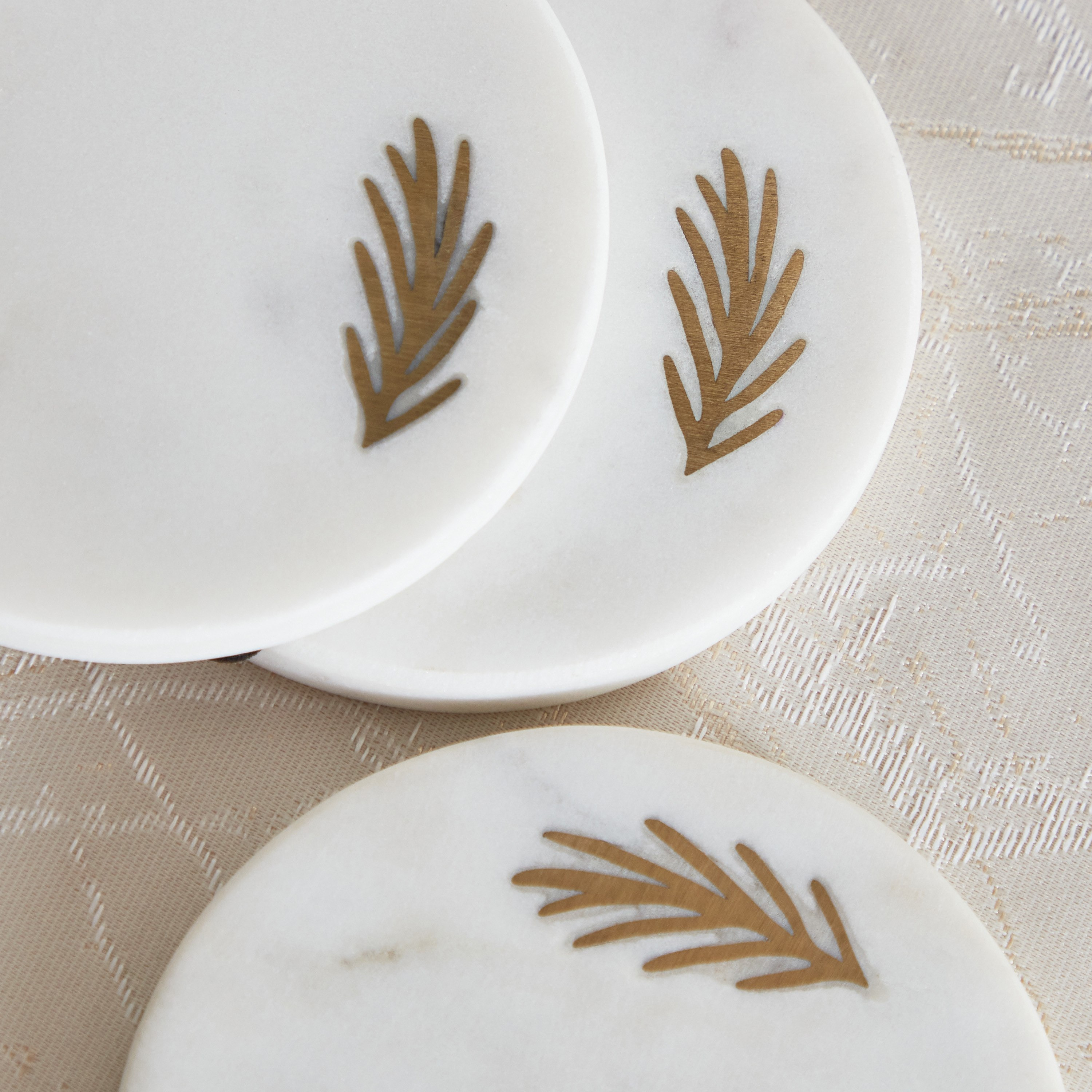 Bianca 4-Piece Marble Coaster Set - 10 cm-hbxdecorandfurnishings-tabletop-serveware-image-3