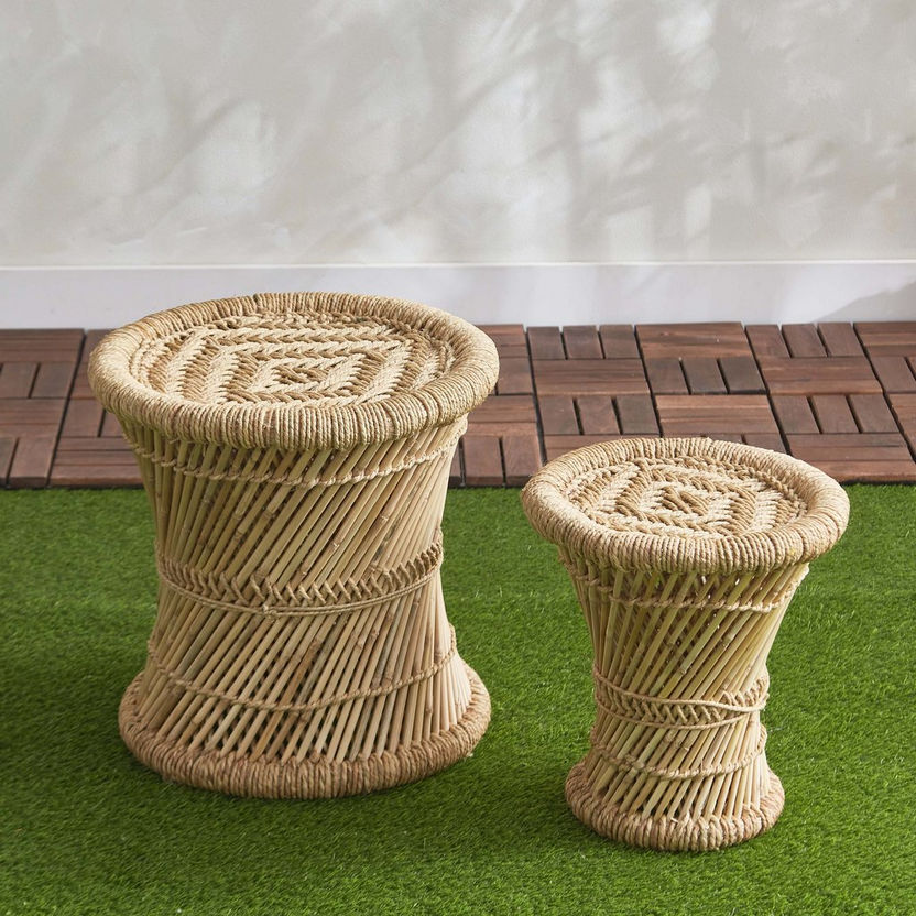 Natura 2-Piece Natural Grass Ottoman Set-Ottomans and Footstools-image-1