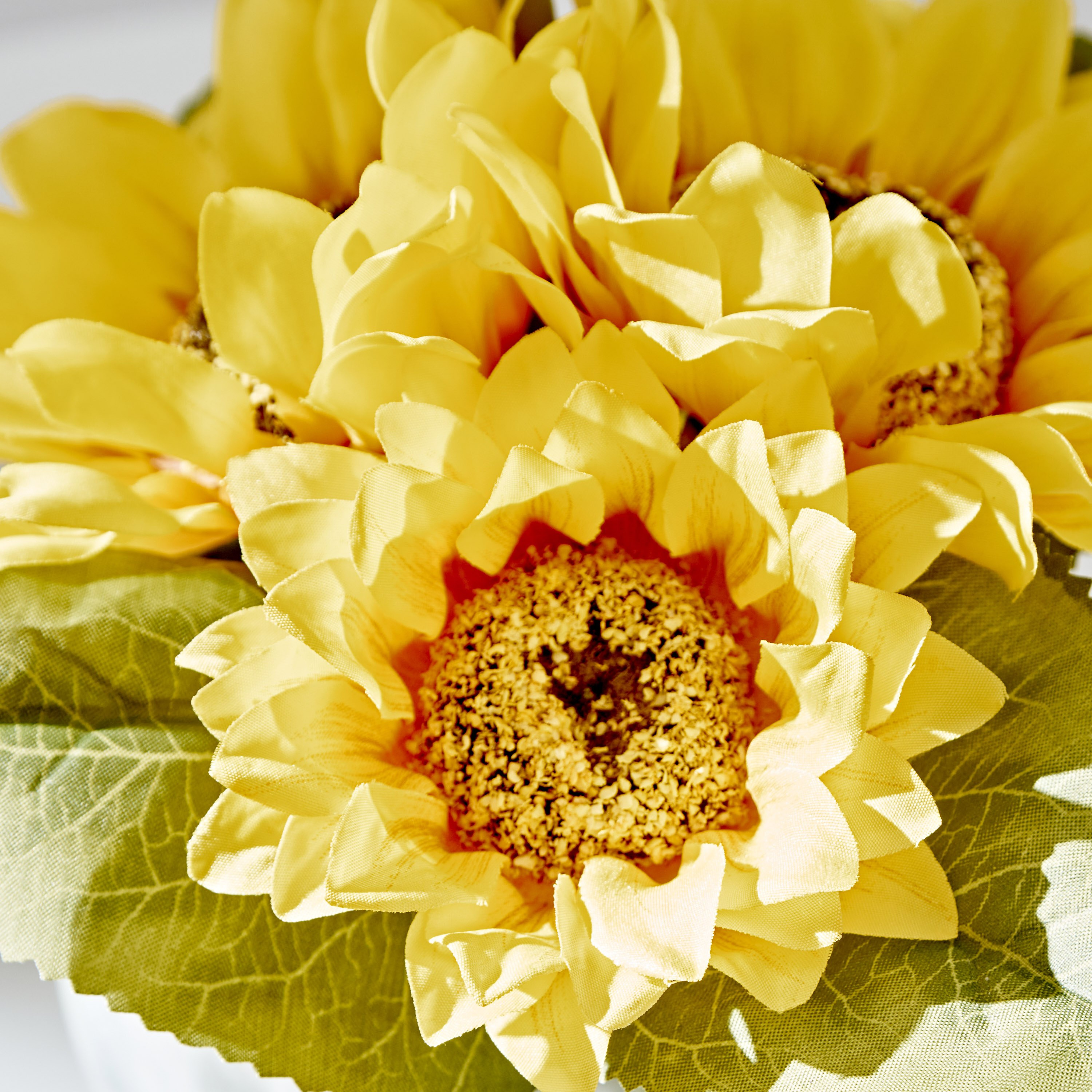 Fleur Sunflower Bunch with Glass Pot - 15x15x17 cm-hbxdecorandfurnishings-homeaccessories-artificialflowersandplants-image-3