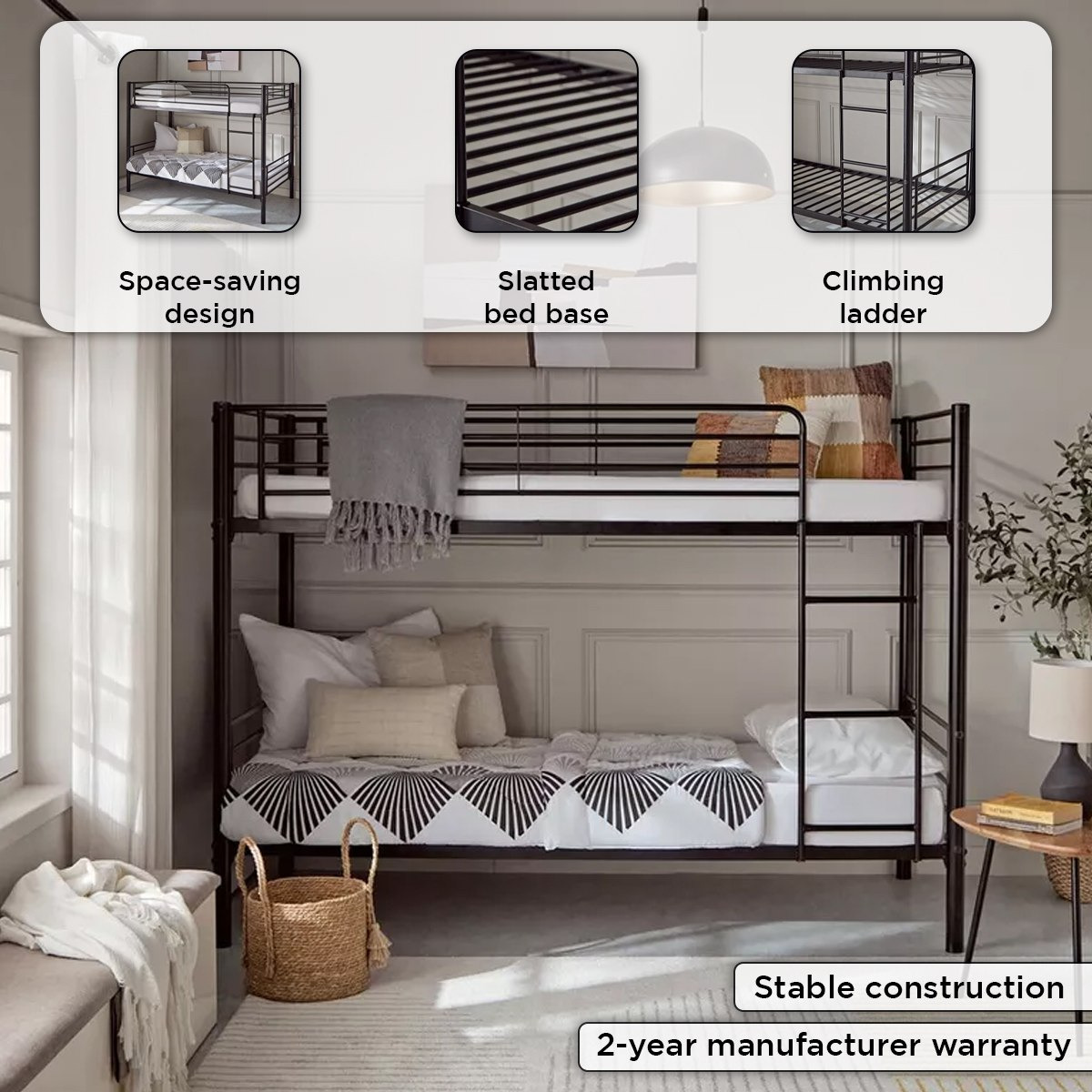 سرير فردي طابقين قابل للتحول - فانيلا من موڤو - 90x200 سم-hbxkidsandyouth-bedsandbedsets-bunkbeds-single-image-5