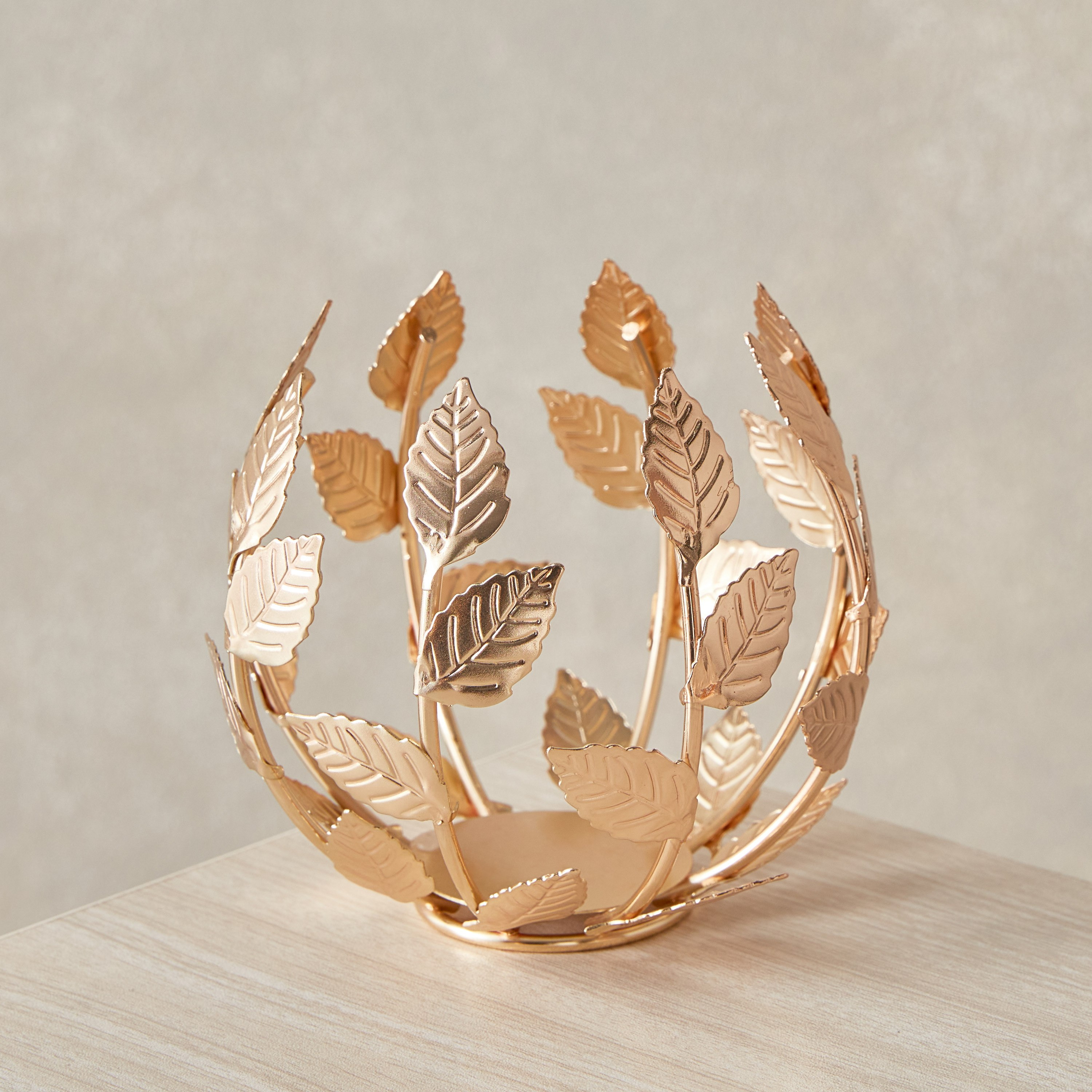 Orlie Leaf Design Metal Candleholder - 11x11 cm-PROMO_HB_AE_B2G2_011025-image-2