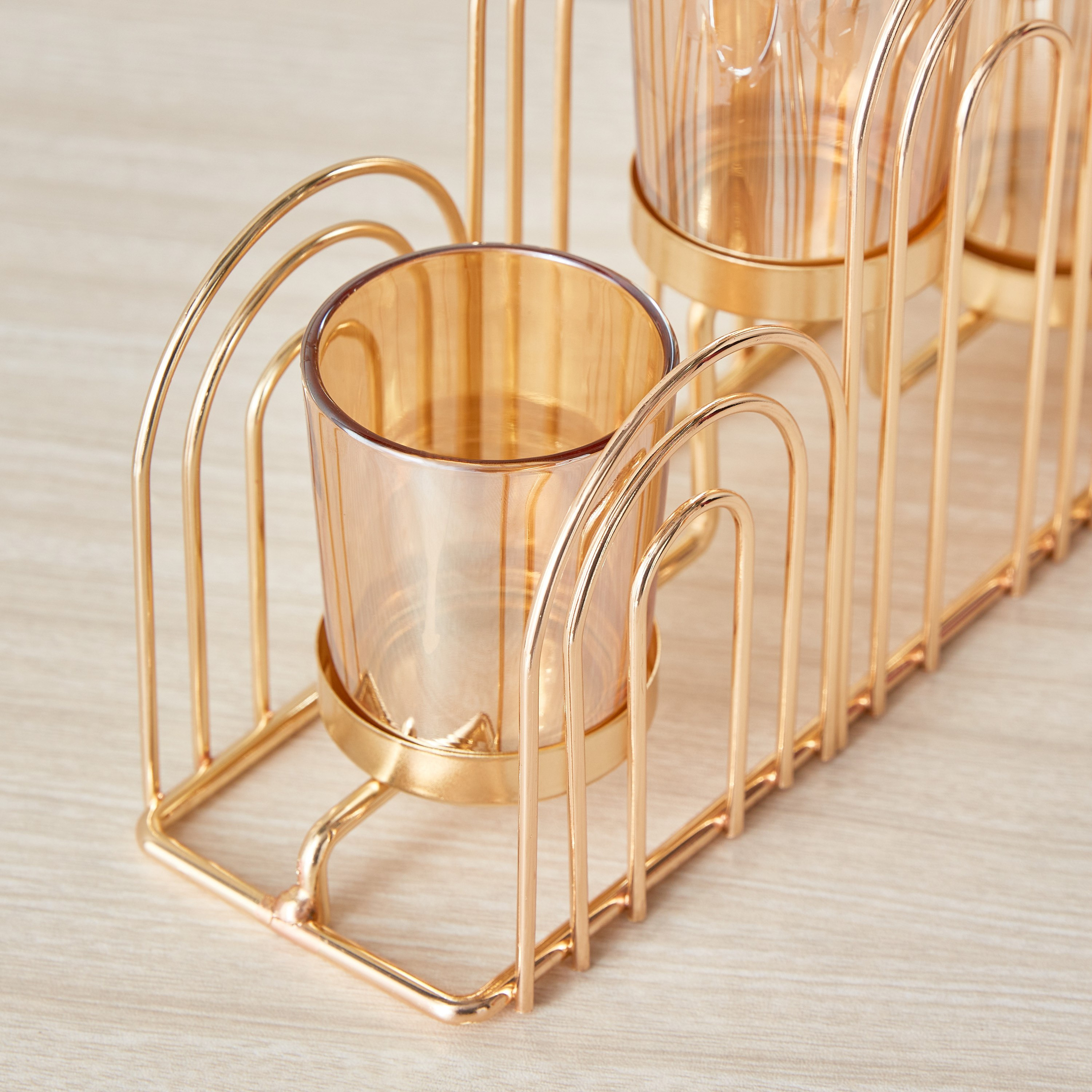 حامل شموع معدني بتصميم قوس مع زجاج فوتيف من أورلي - 25x7x14 سم-hbxlivingroom-decorandaccessories-candleholders-image-3
