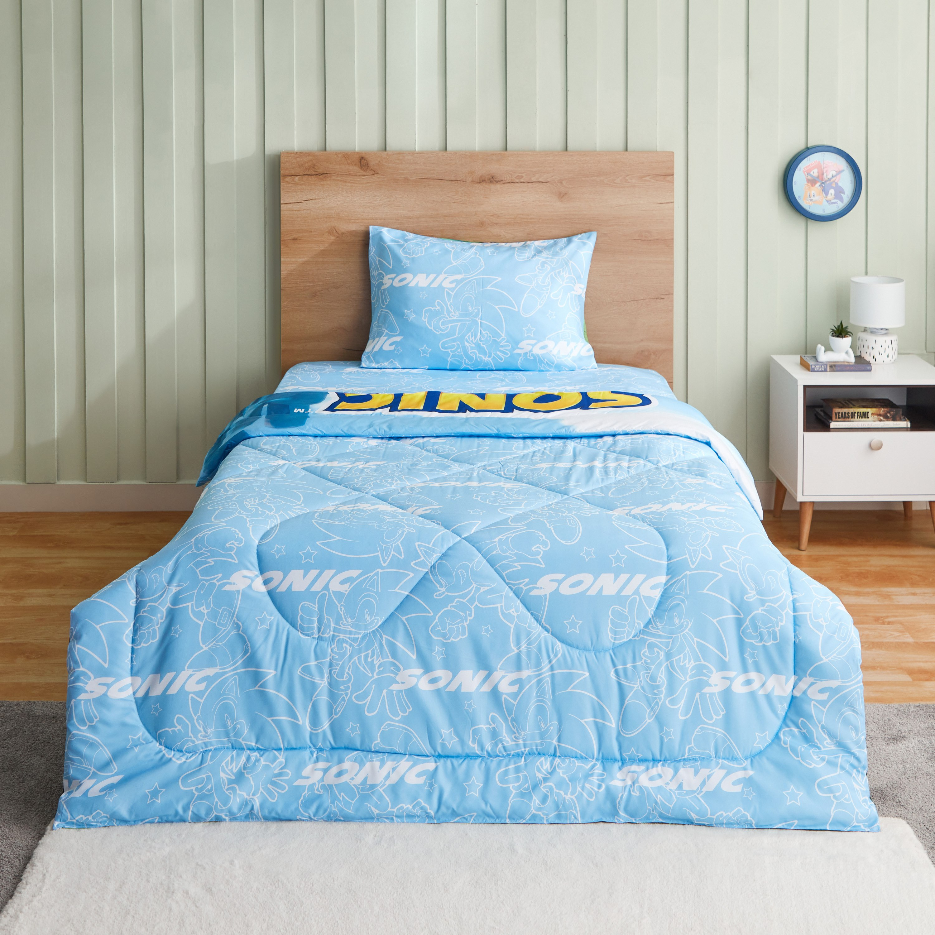 طقم لحاف توين وغطاء وسادة بطبعات سونيك- 160x220 سم-hbxhomeware-hbxkidsandyouth-image-3