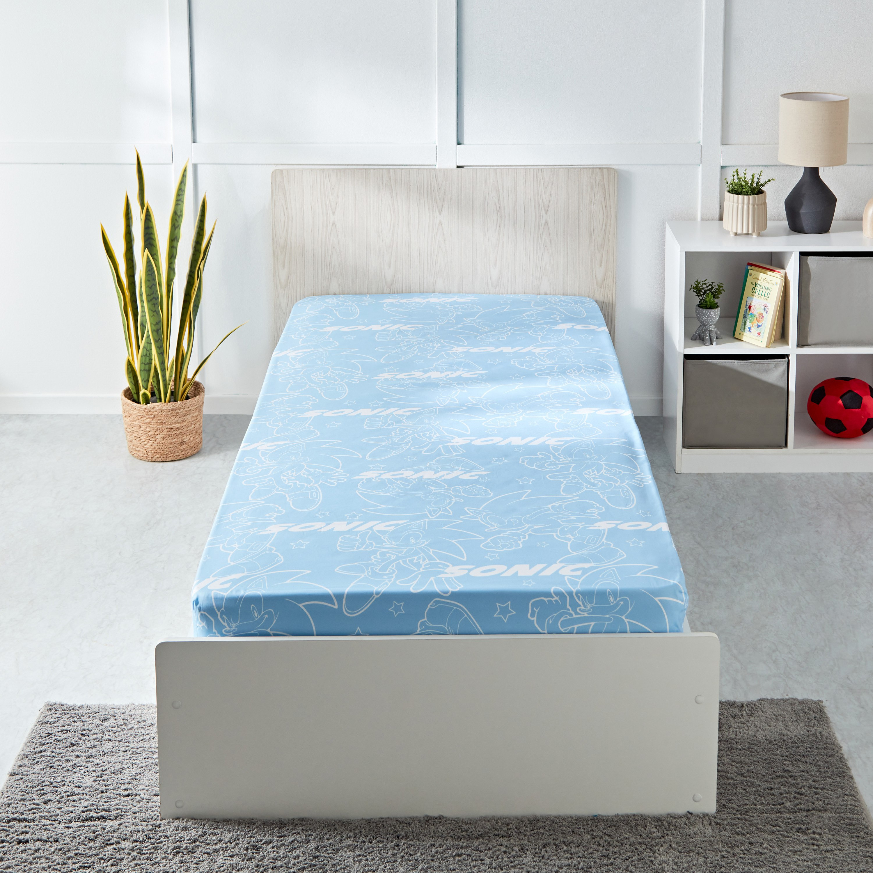 شرشف مطاطي سينجل سونيك هيدجهوج - 90x200+25 سم-hbxhomeware-bedding-fittedsheets-image-2