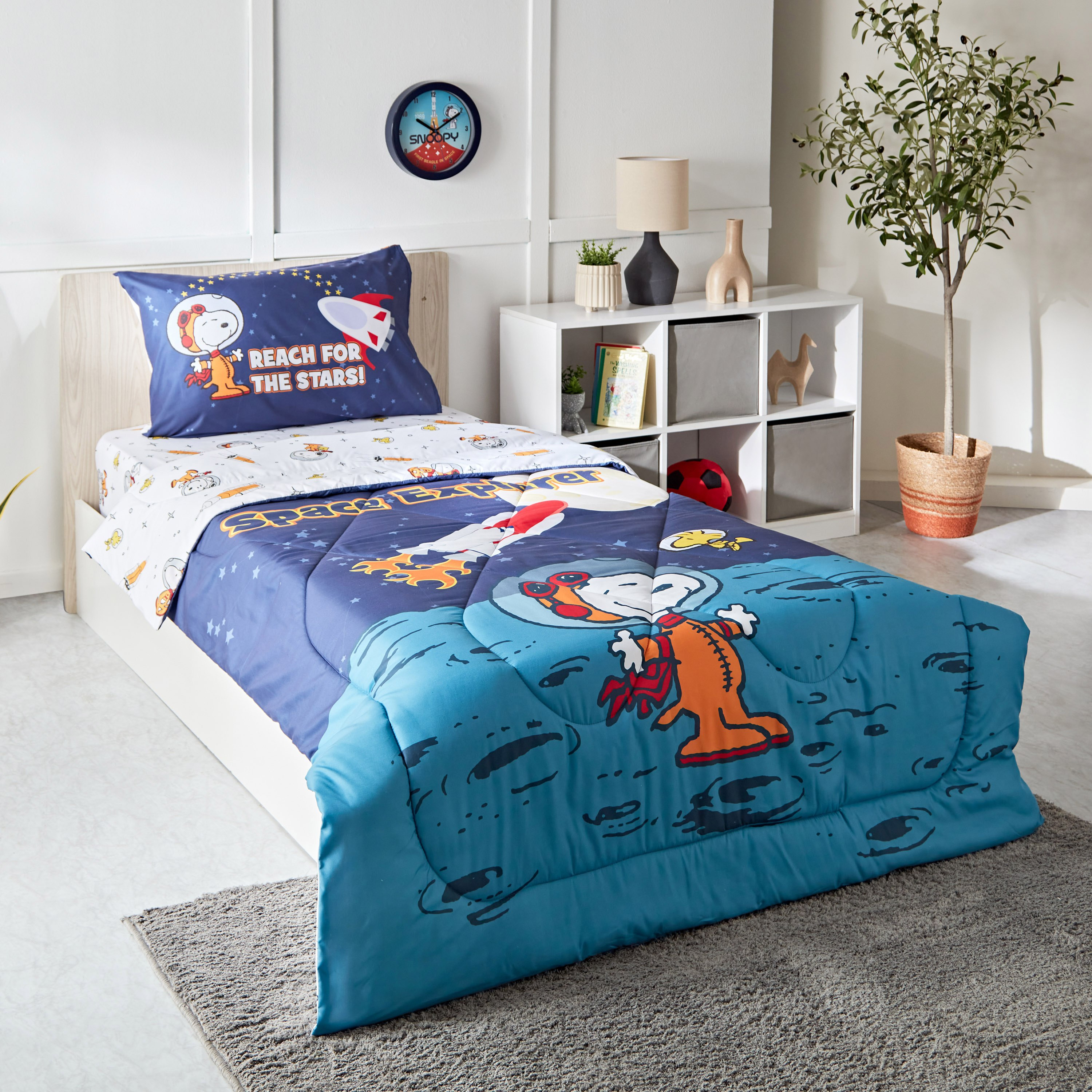 طقم لحاف فردي قطعتين سنوبي بينت سبيس إكسبلورر - 135x220 سم-hbxhomeware-hbxkidsandyouth-image-1