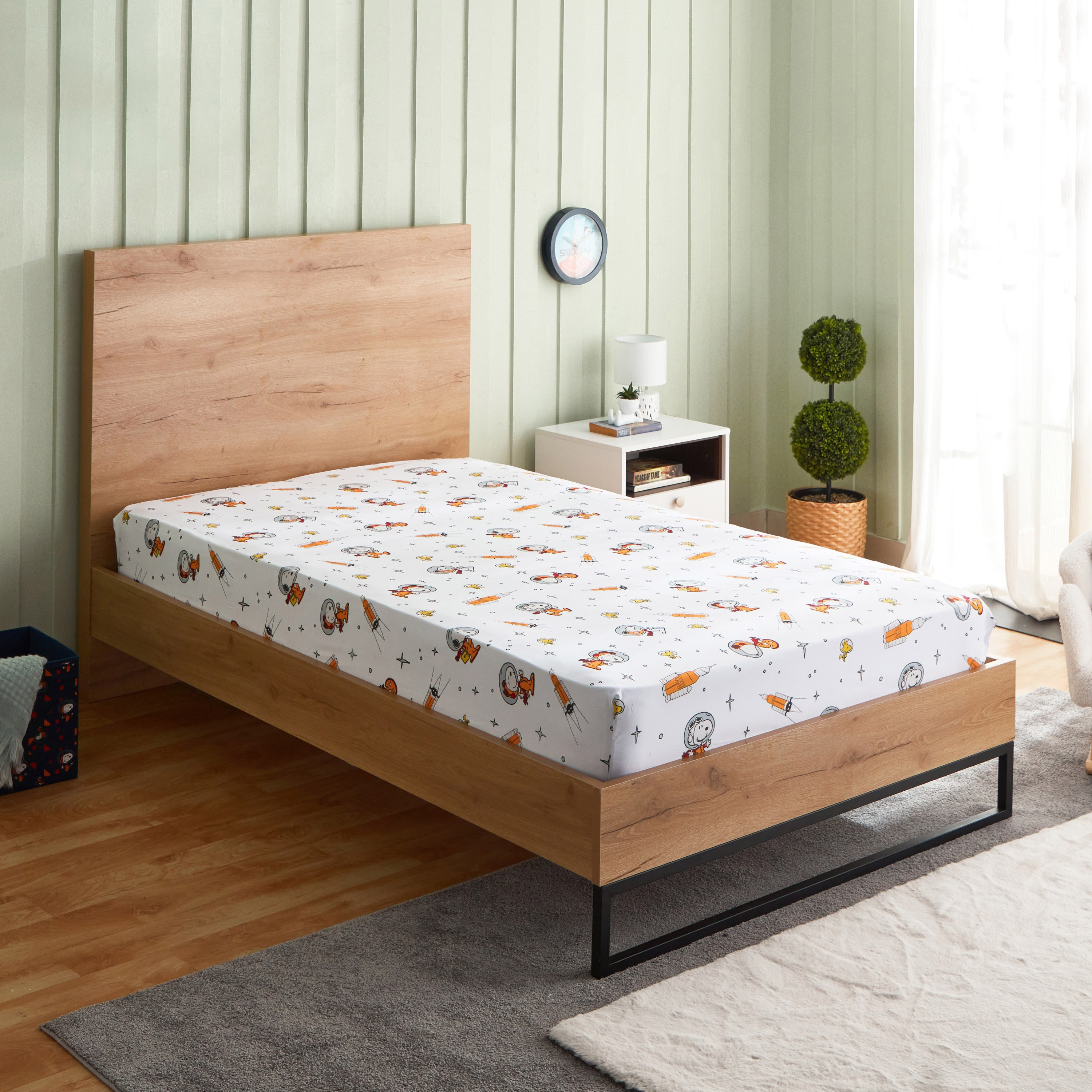 شرشف مطّاطي توين بتصميم سنوبي - 120x200+25 سم-hbxhomeware-hbxkidsandyouth-image-1