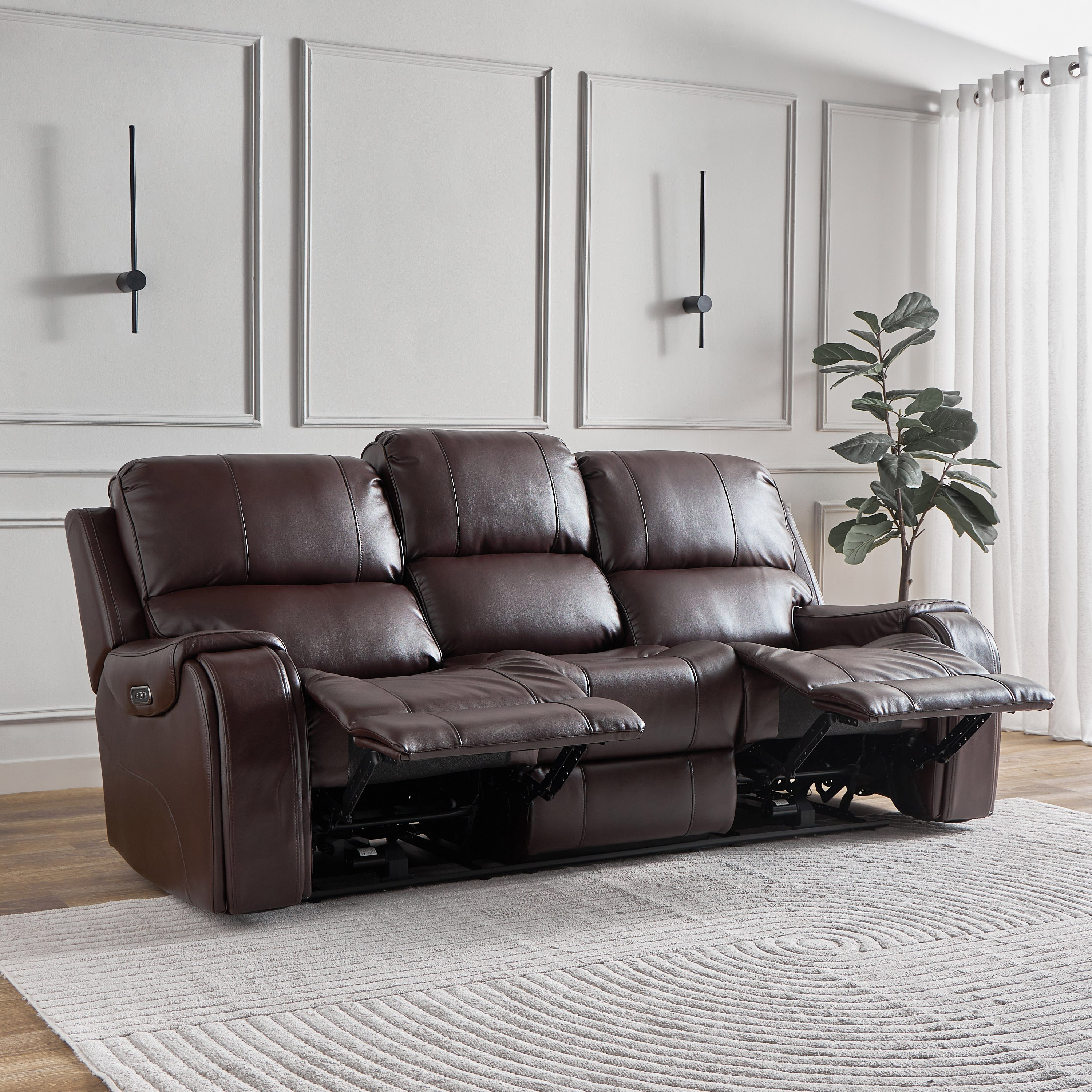 Brantford Dual Electric Power 3-Seater Faux Leather Recliner with Headrest-hbxfurniture-sofasandarmchairs-reclinersofas-image-10