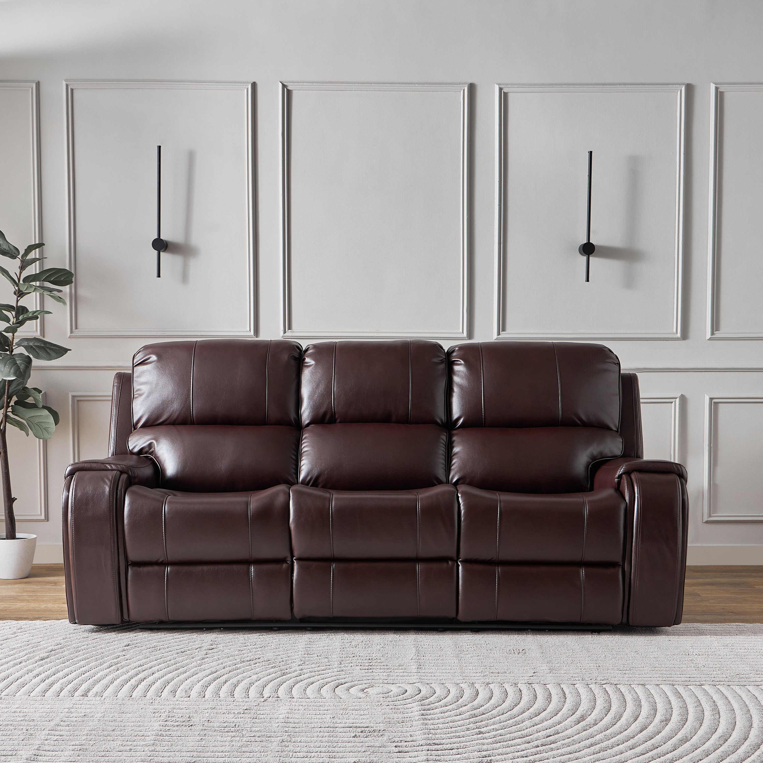 Brantford Dual Electric Power 3-Seater Faux Leather Recliner with Headrest-hbxfurniture-sofasandarmchairs-reclinersofas-image-11