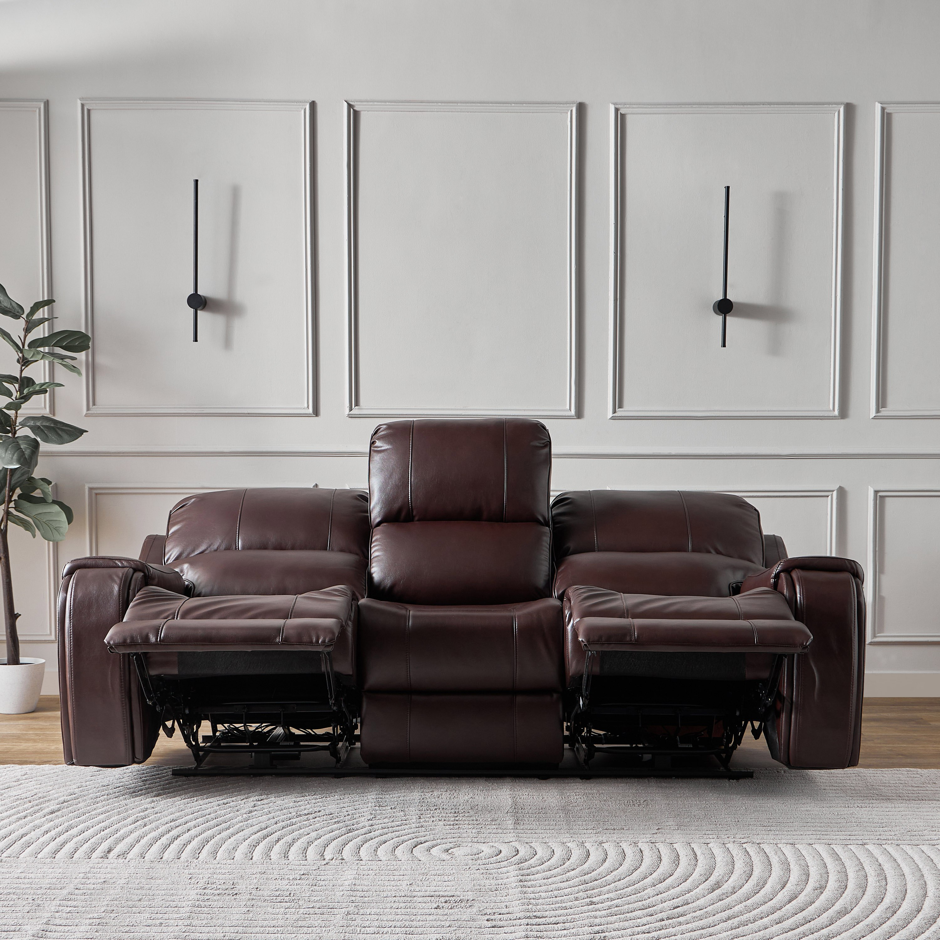Brantford Dual Electric Power 3-Seater Faux Leather Recliner with Headrest-hbxfurniture-sofasandarmchairs-reclinersofas-image-12