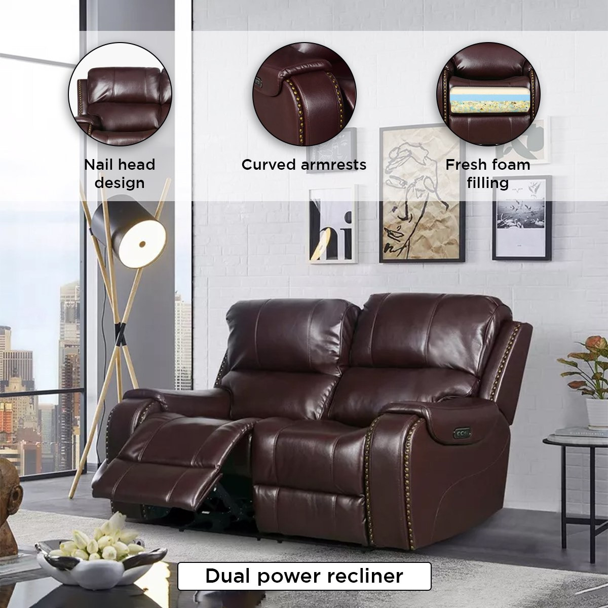 Brantford Dual Electric Power 2-Seater Faux Leather Recliner with Headrest-hbxfurniture-sofasandarmchairs-reclinersofas-image-5