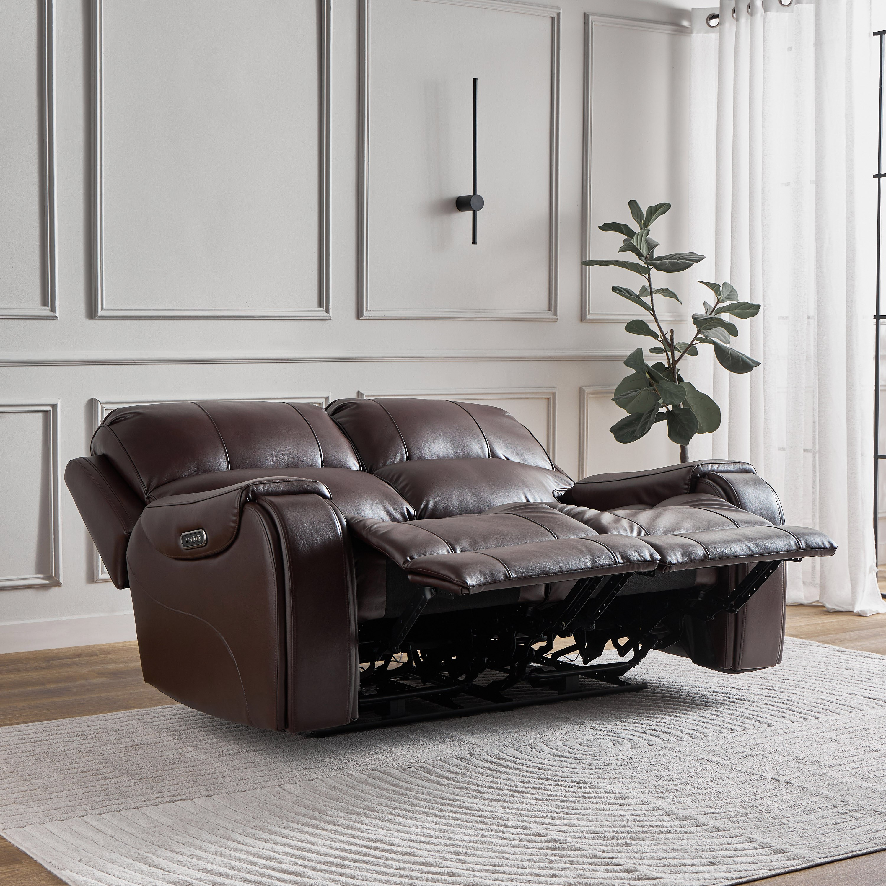 Brantford Dual Electric Power 2-Seater Faux Leather Recliner with Headrest-hbxfurniture-sofasandarmchairs-reclinersofas-image-2