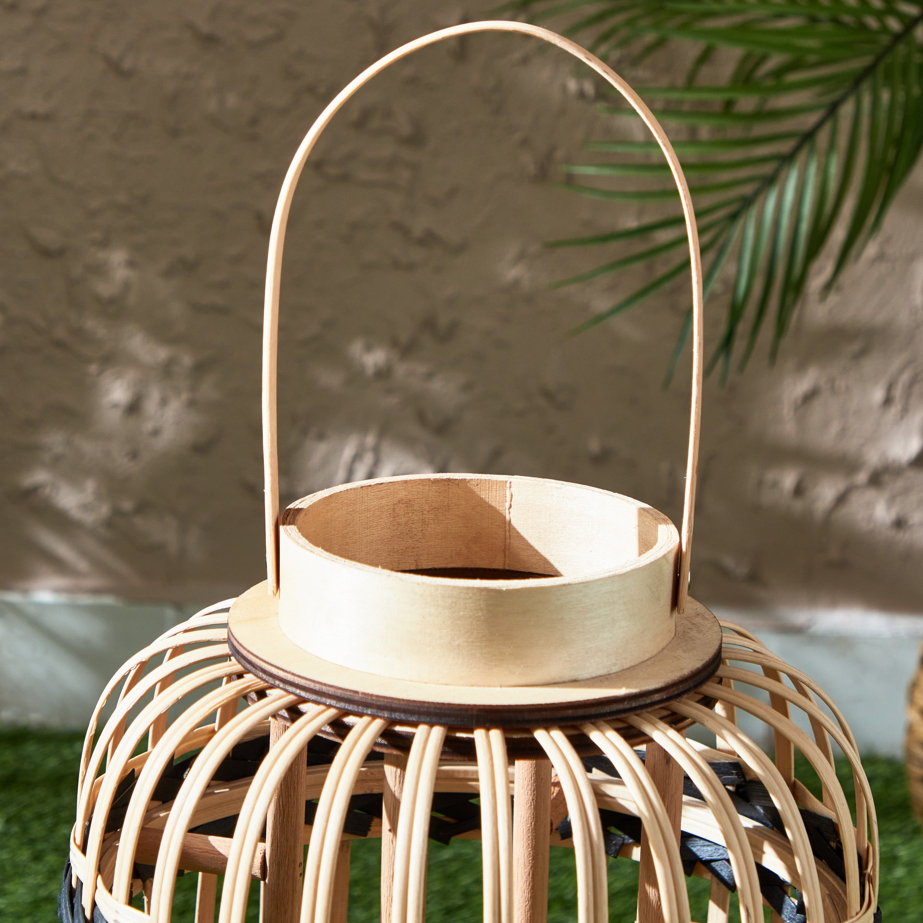Vera-Deckar Bamboo Lantern with Glass Votive - 26x41x54 cm-hbxdecorandfurnishings-homeaccessories-lanterns-image-3