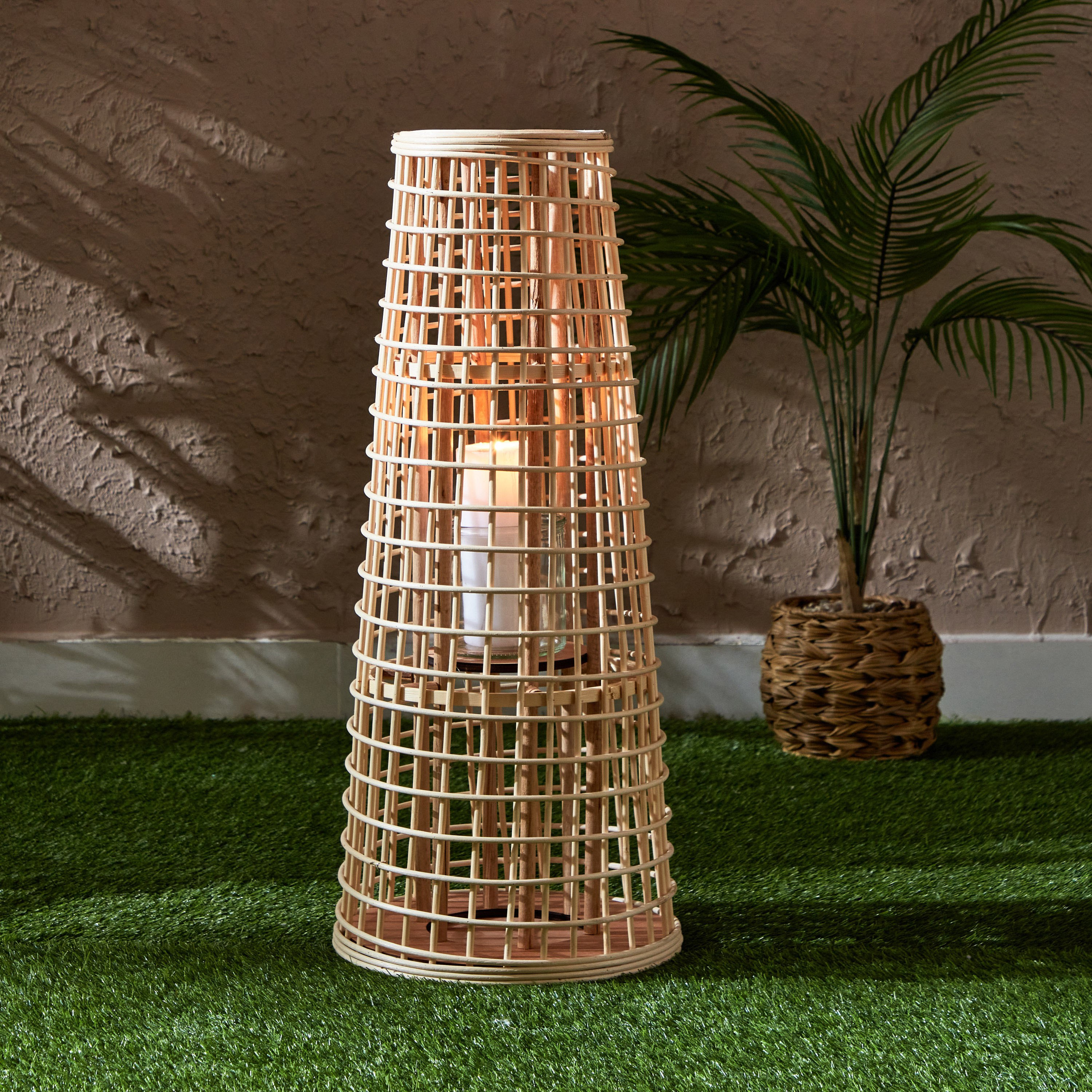 Deckar Bamboo Rattan and Wood Lantern with Glass Votive-hbxdecorandfurnishings-homeaccessories-lanterns-image-1