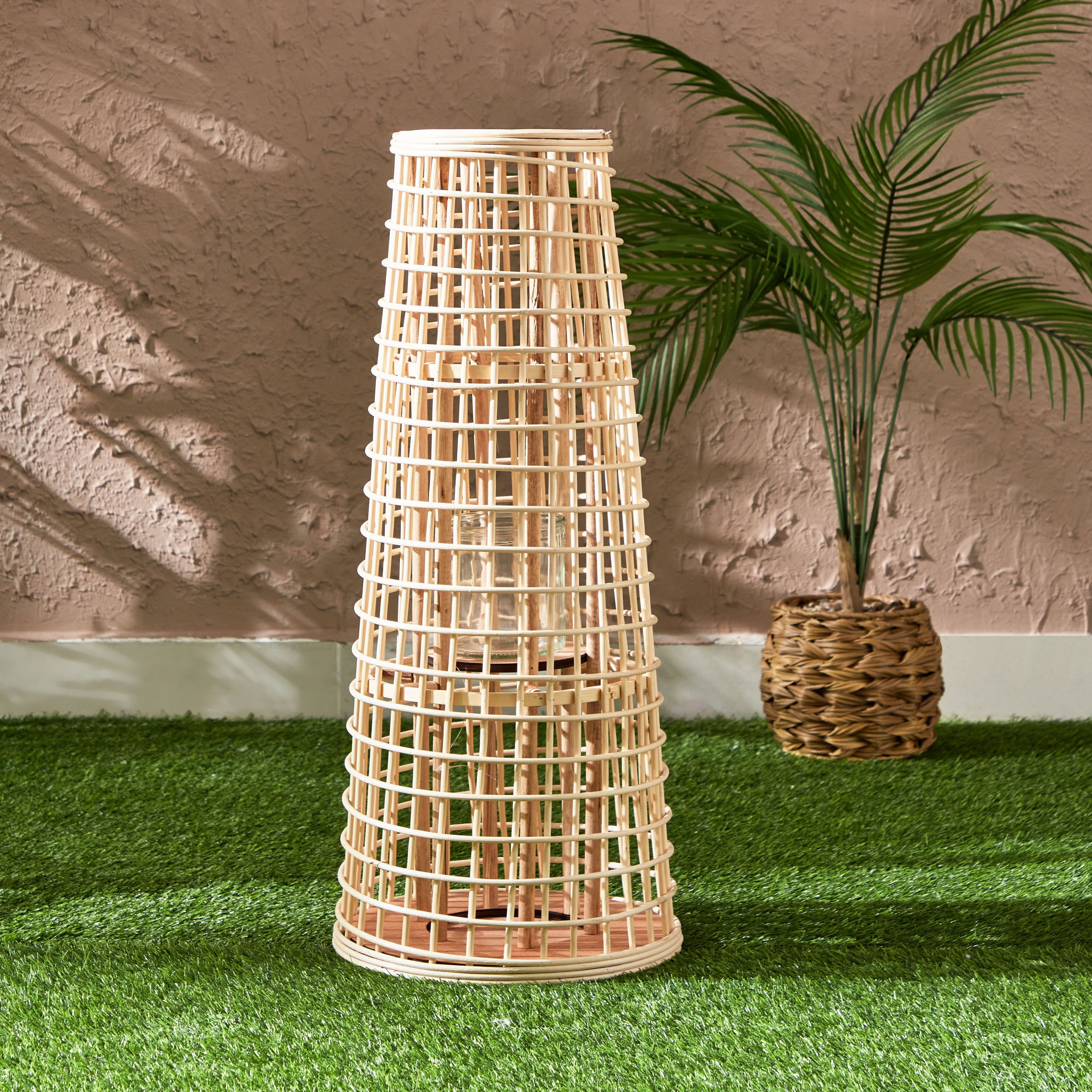 Deckar Bamboo Rattan and Wood Lantern with Glass Votive-hbxdecorandfurnishings-homeaccessories-lanterns-image-2
