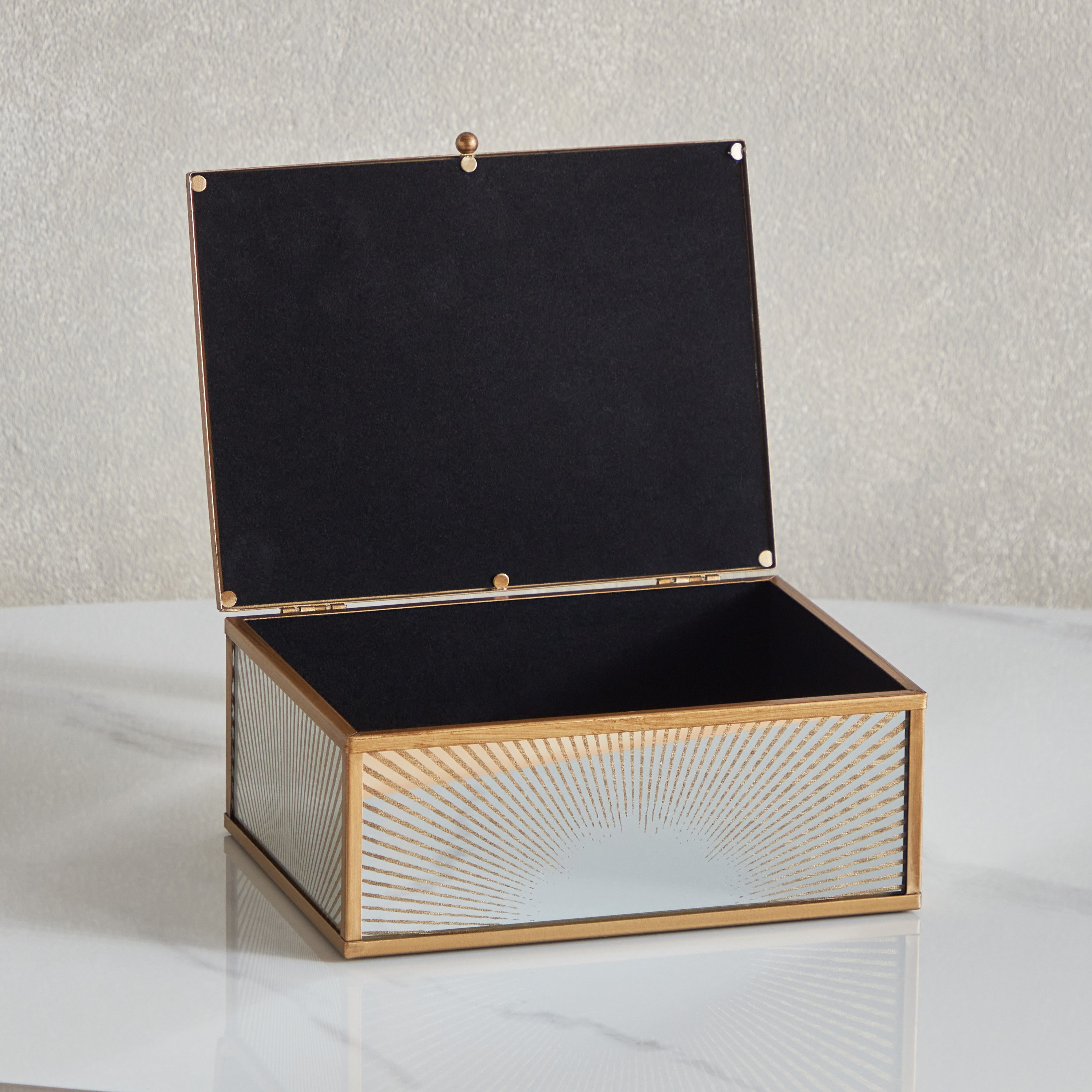 Carla Sunburst Screen Print Glass Trinket Box - 20x16x8 cm-hbxhomeware-homedecor-figurinesandornaments-image-2