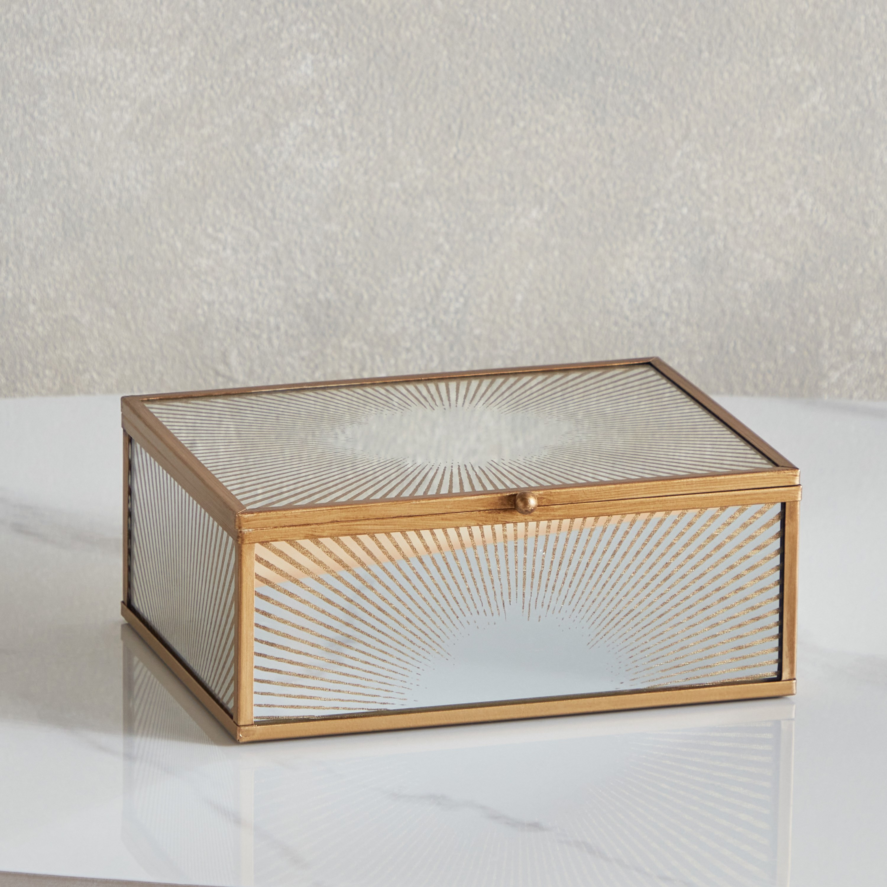 Carla Sunburst Screen Print Glass Trinket Box - 20x16x8 cm-hbxhomeware-homedecor-figurinesandornaments-image-3