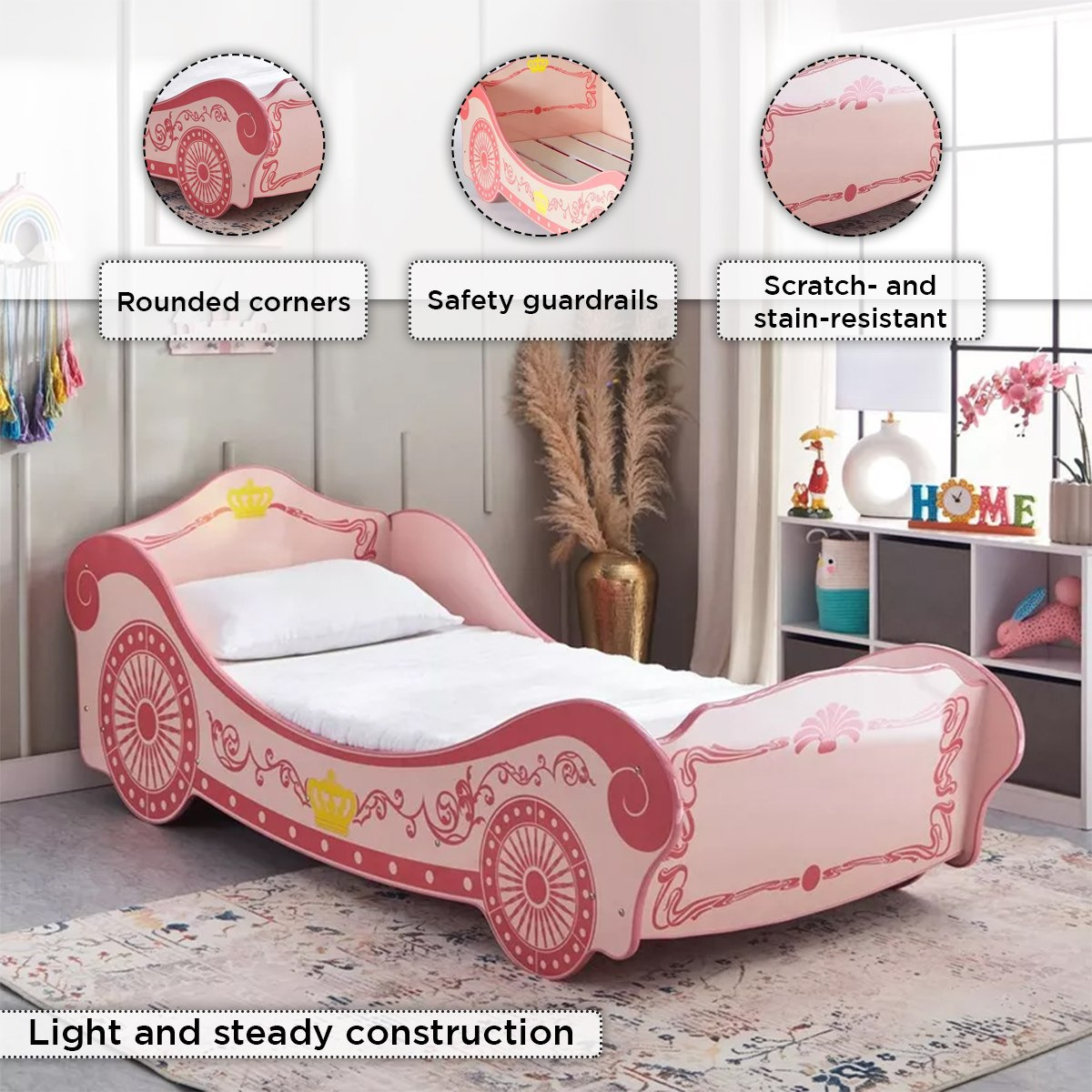 Chariot Carriage Single Car Bed - 90x190 cm-hbxfurniture-bedsandbedsets-beds-single-image-5