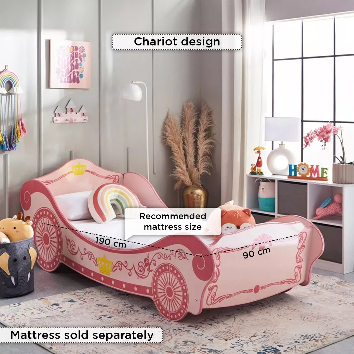 Chariot Carriage Single Car Bed - 90x190 cm-hbxfurniture-bedsandbedsets-beds-single-image-6