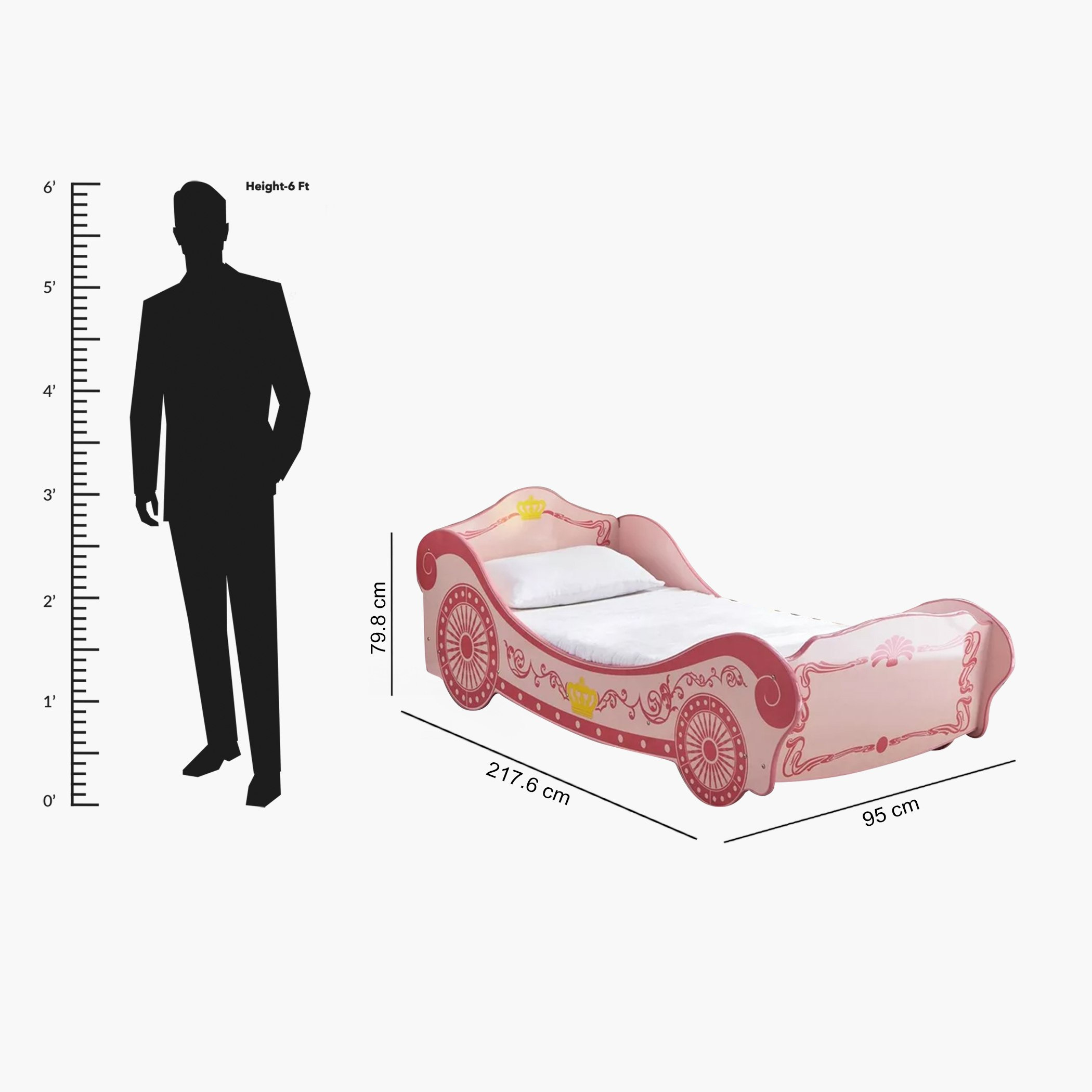 Chariot Carriage Single Car Bed - 90x190 cm-hbxfurniture-bedsandbedsets-beds-single-image-13