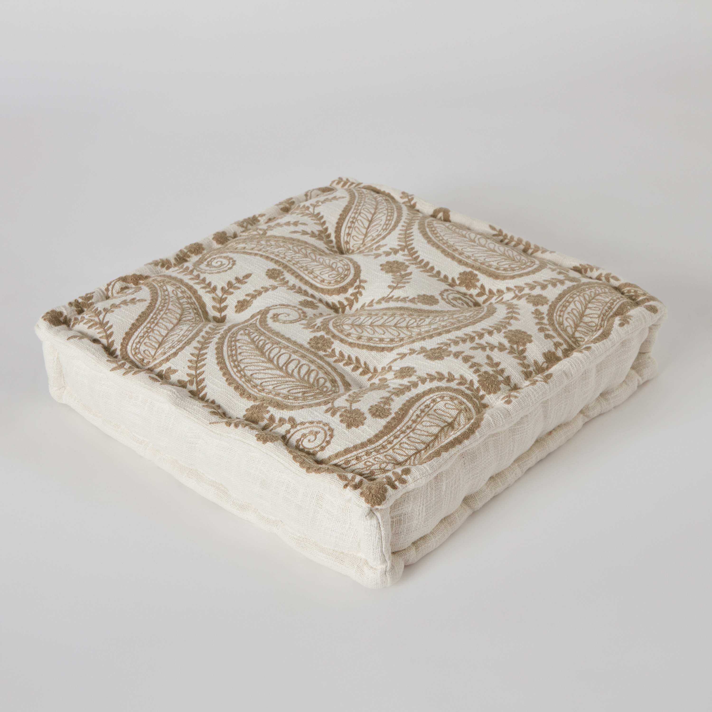 Mahrgan Esna Paisley Embroidered Floor Cushion - 60x60x12 cm -hbxdecorandfurnishings-homefurnishings-cushionsandcovers-floorcushions-image-6