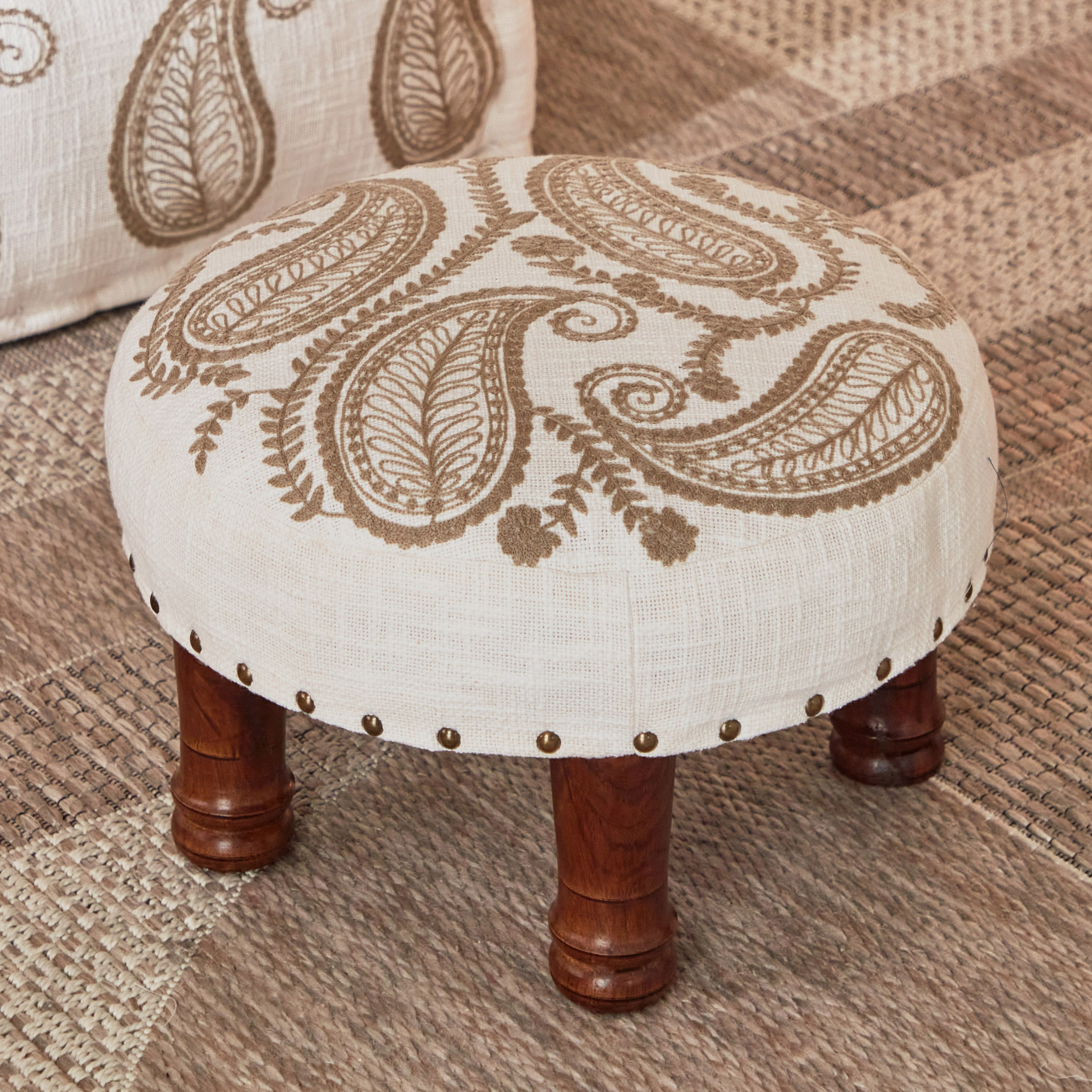 Embroidered footstool deals